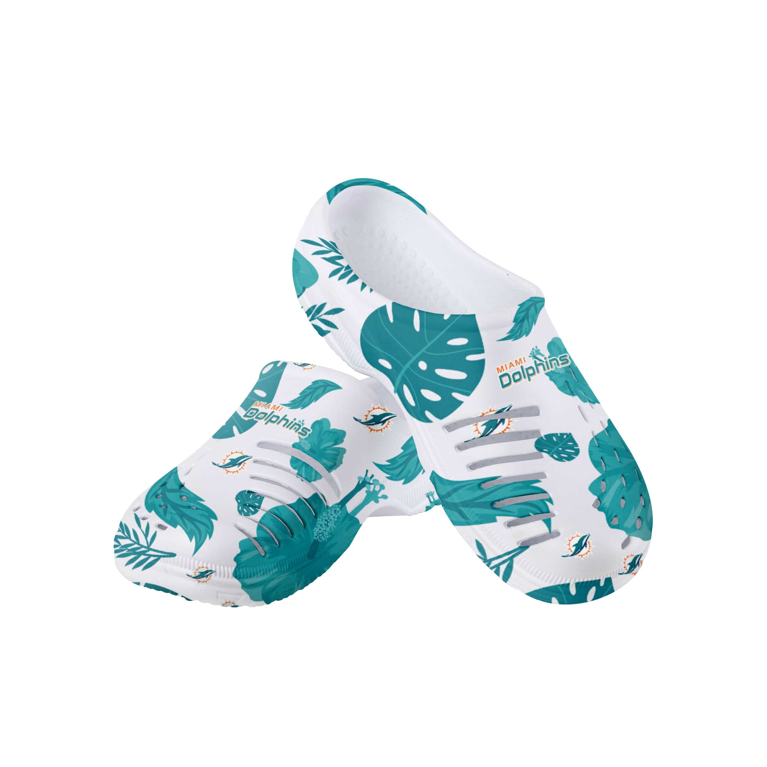 Miami Dolphins NFL Womens Floral White Clog