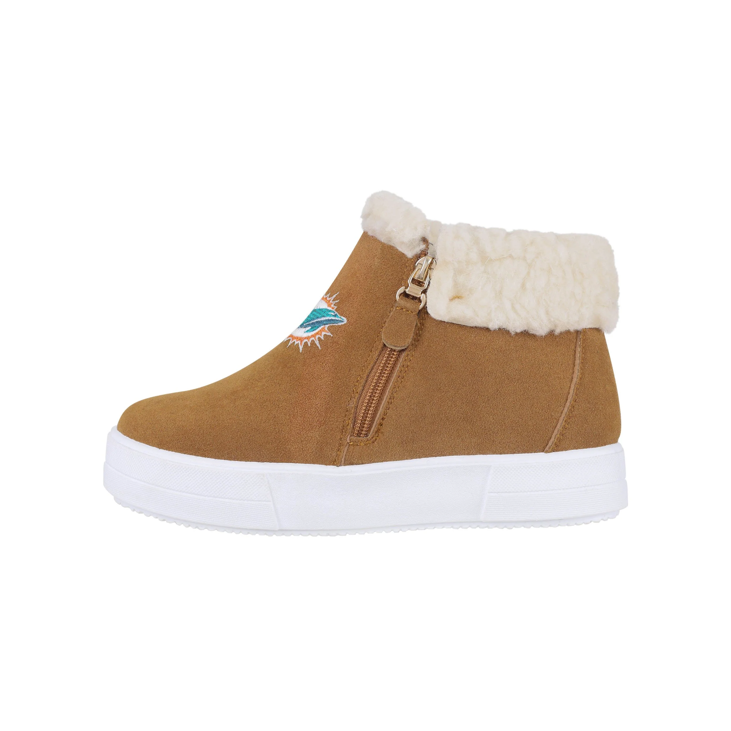 Miami Dolphins NFL Womens Fuzzy Brim Zipper Boot - Image 2