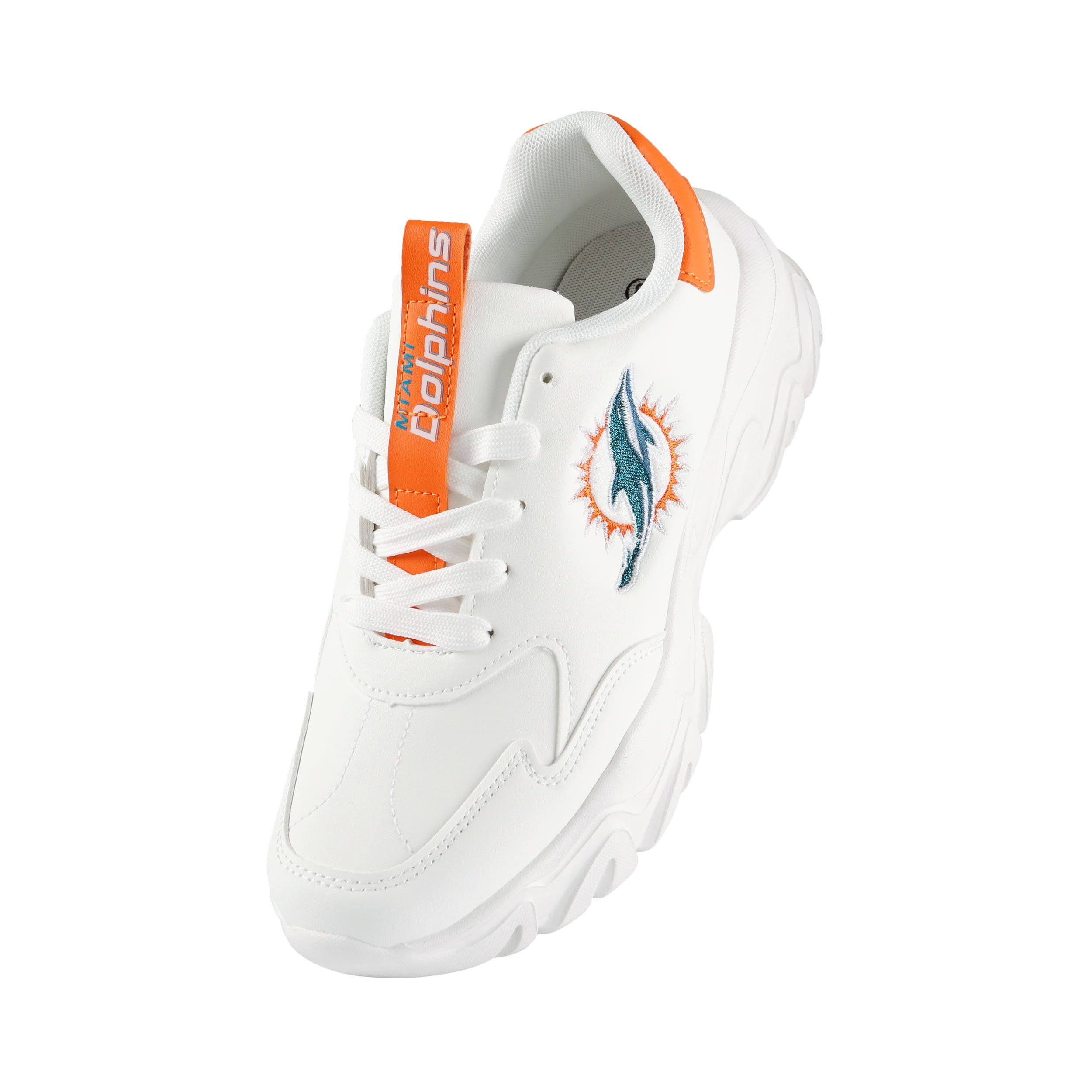 Miami Dolphins NFL Womens Glitter Big Logo Vintage White Chunky Sneaker - Image 2