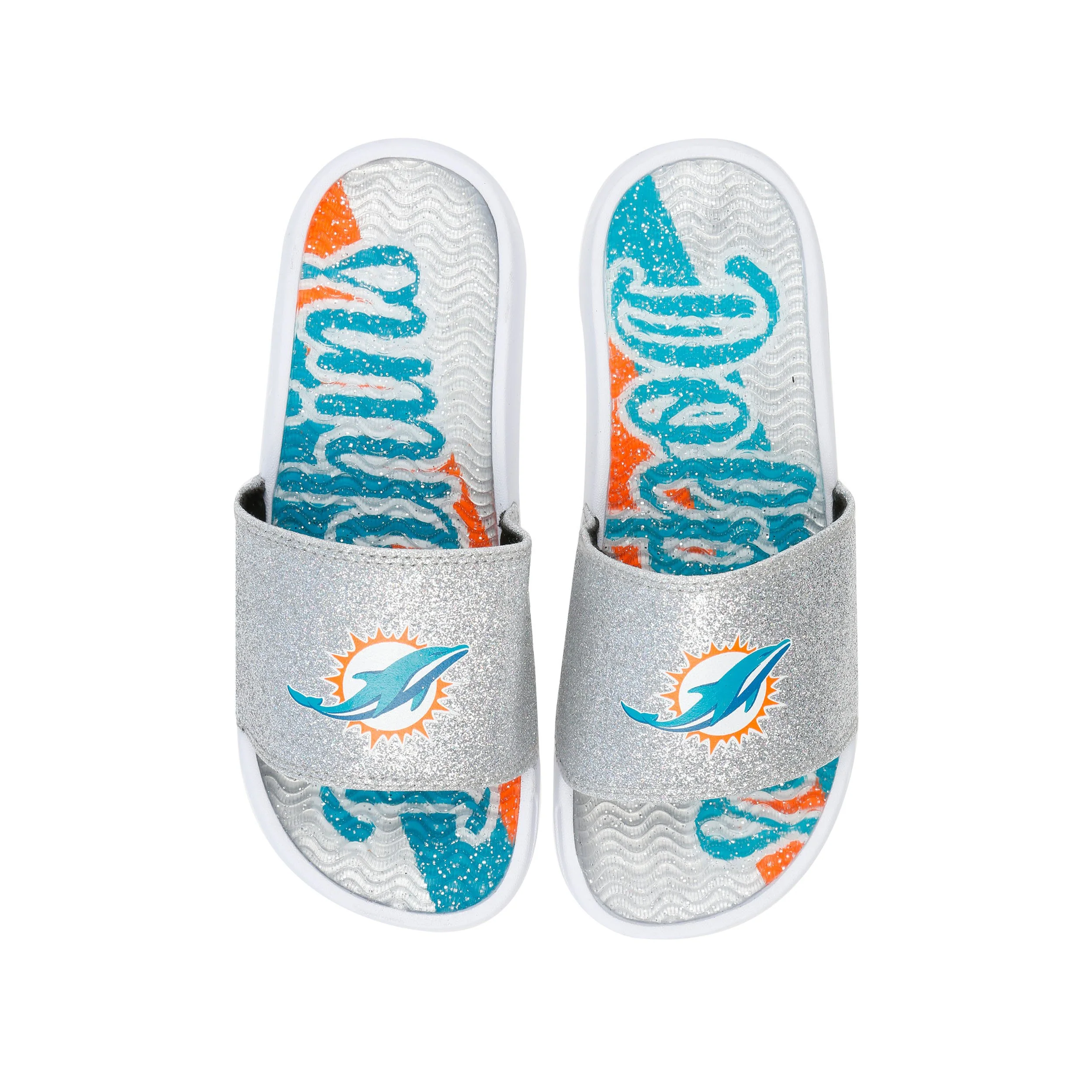 Miami Dolphins NFL Womens Glitter Gel Slide - Image 3