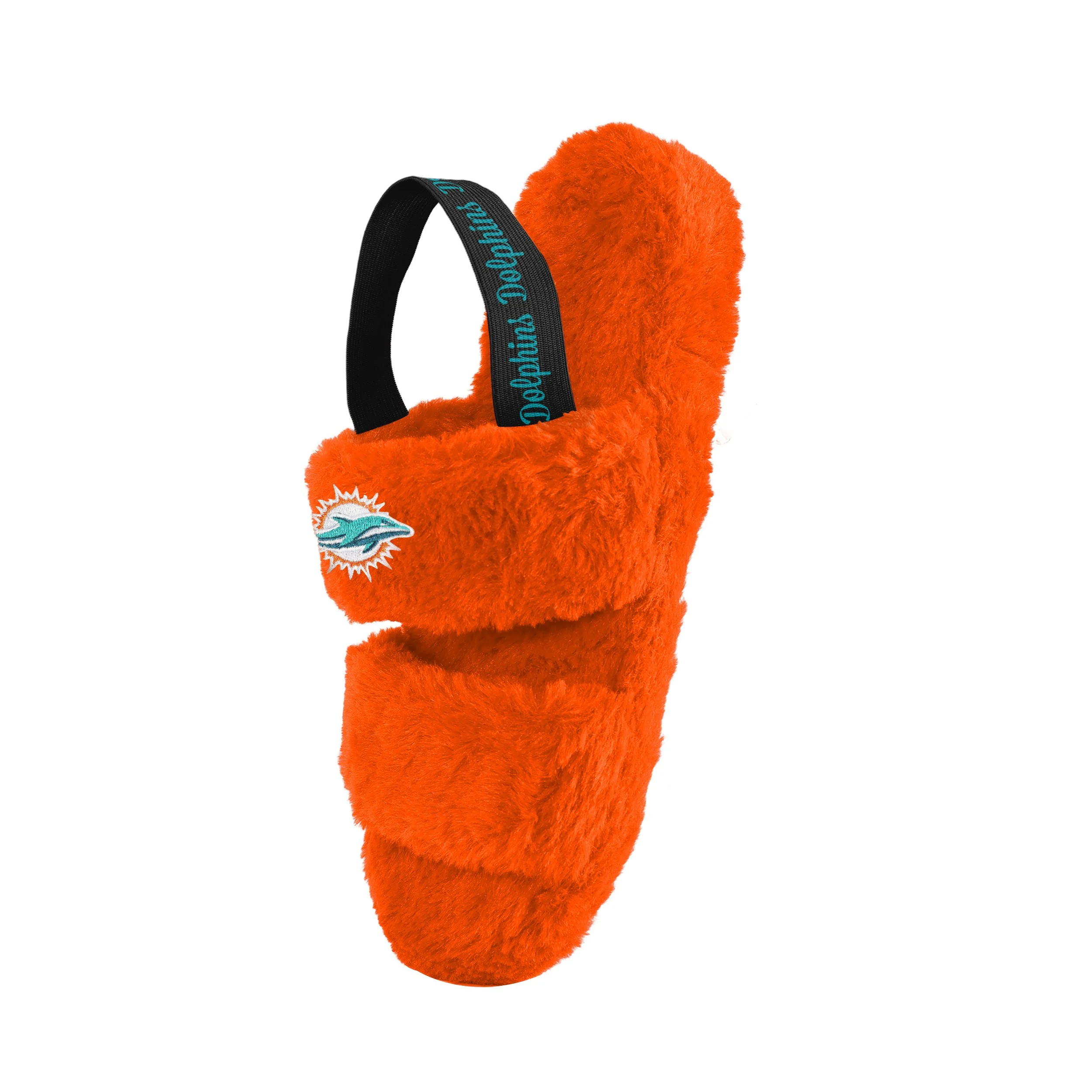 Miami Dolphins NFL Womens Heel Strap Wordmark Fur Slide - Image 3