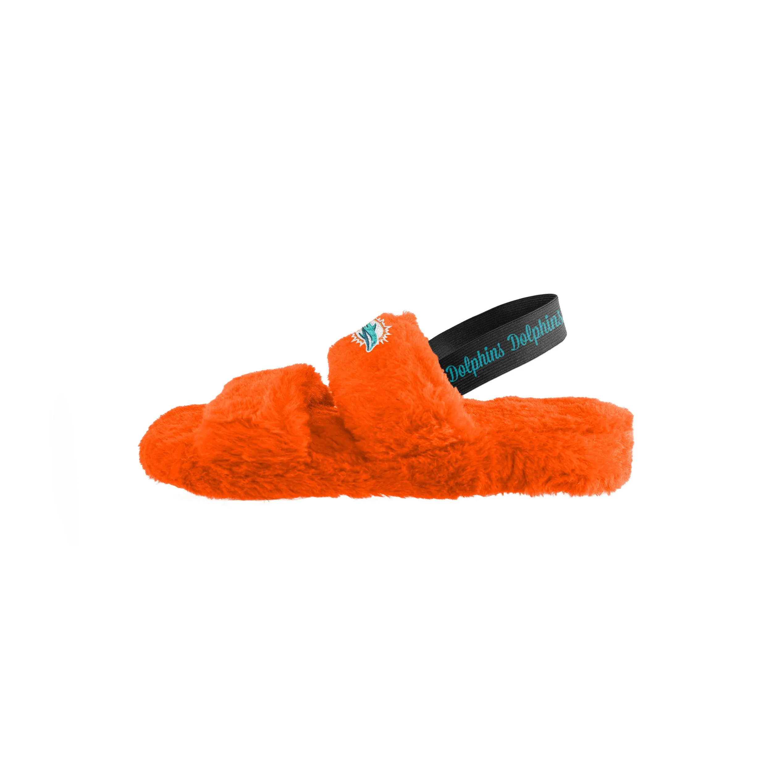 Miami Dolphins NFL Womens Heel Strap Wordmark Fur Slide - Image 4