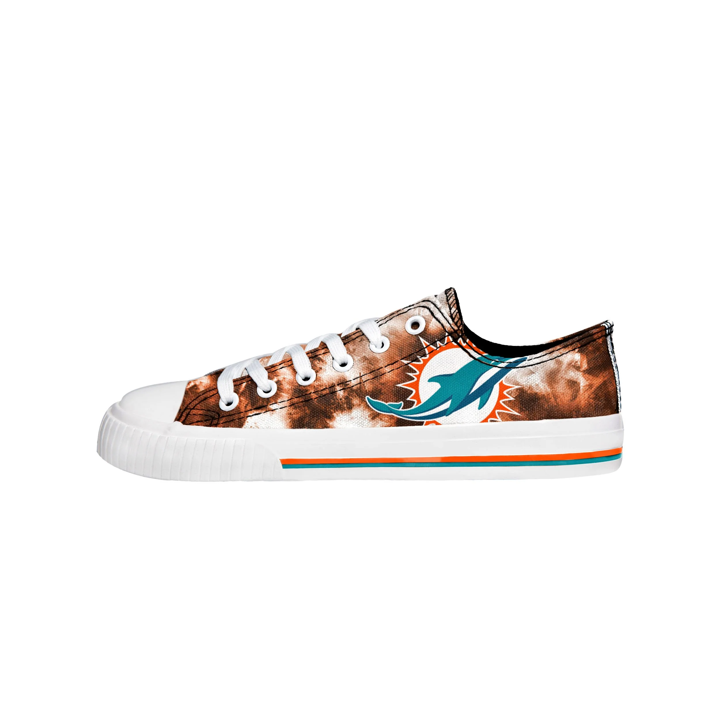 Miami Dolphins NFL Womens Low Top Tie-Dye Canvas Shoes - Image 2