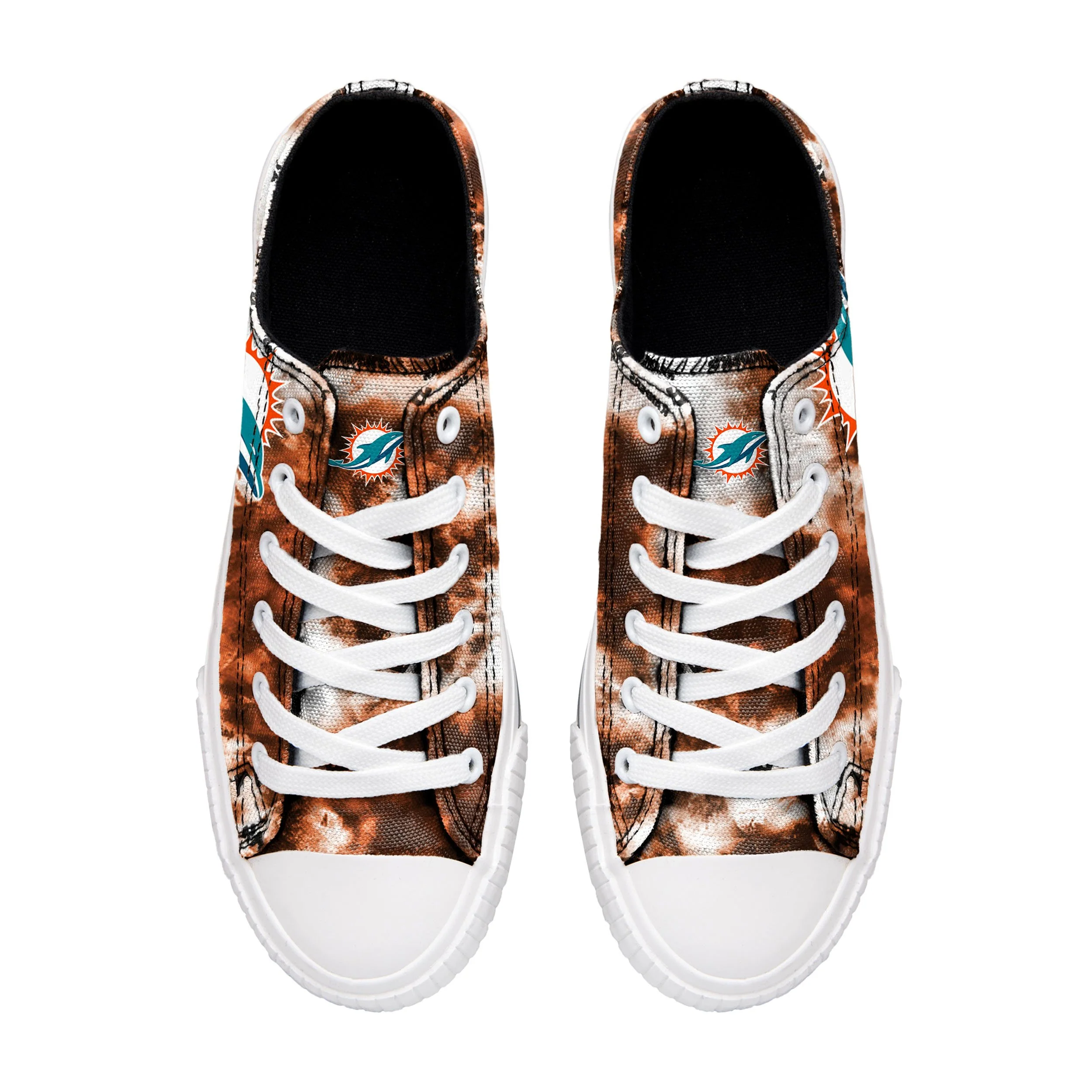 Miami Dolphins NFL Womens Low Top Tie-Dye Canvas Shoes - Image 3