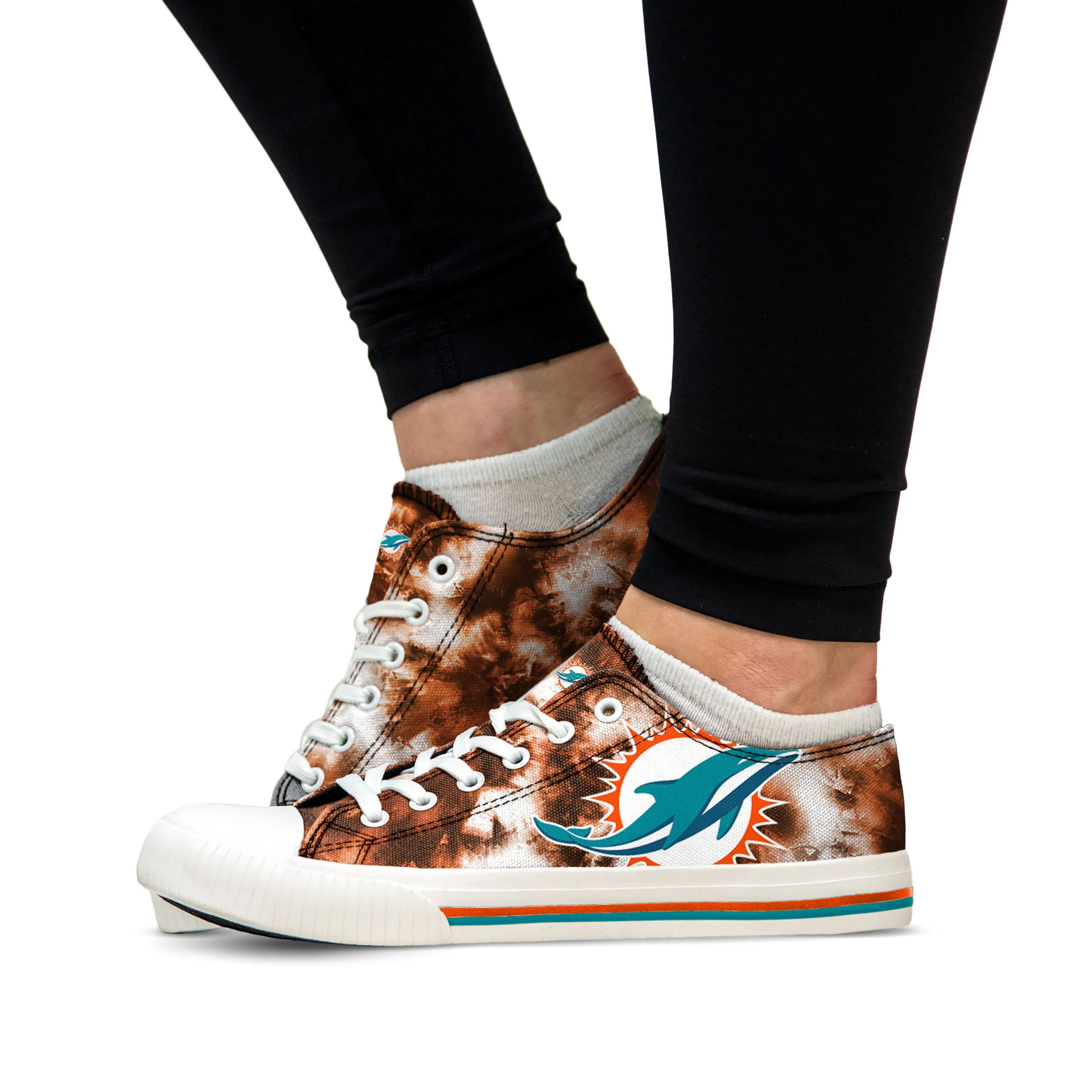 Miami Dolphins NFL Womens Low Top Tie-Dye Canvas Shoes - Image 5