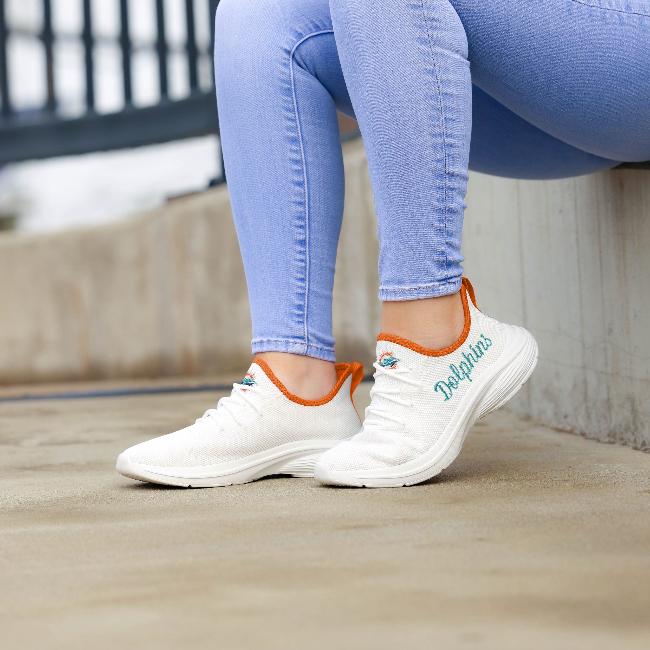 Miami Dolphins NFL Womens Midsole White Sneakers - Image 3