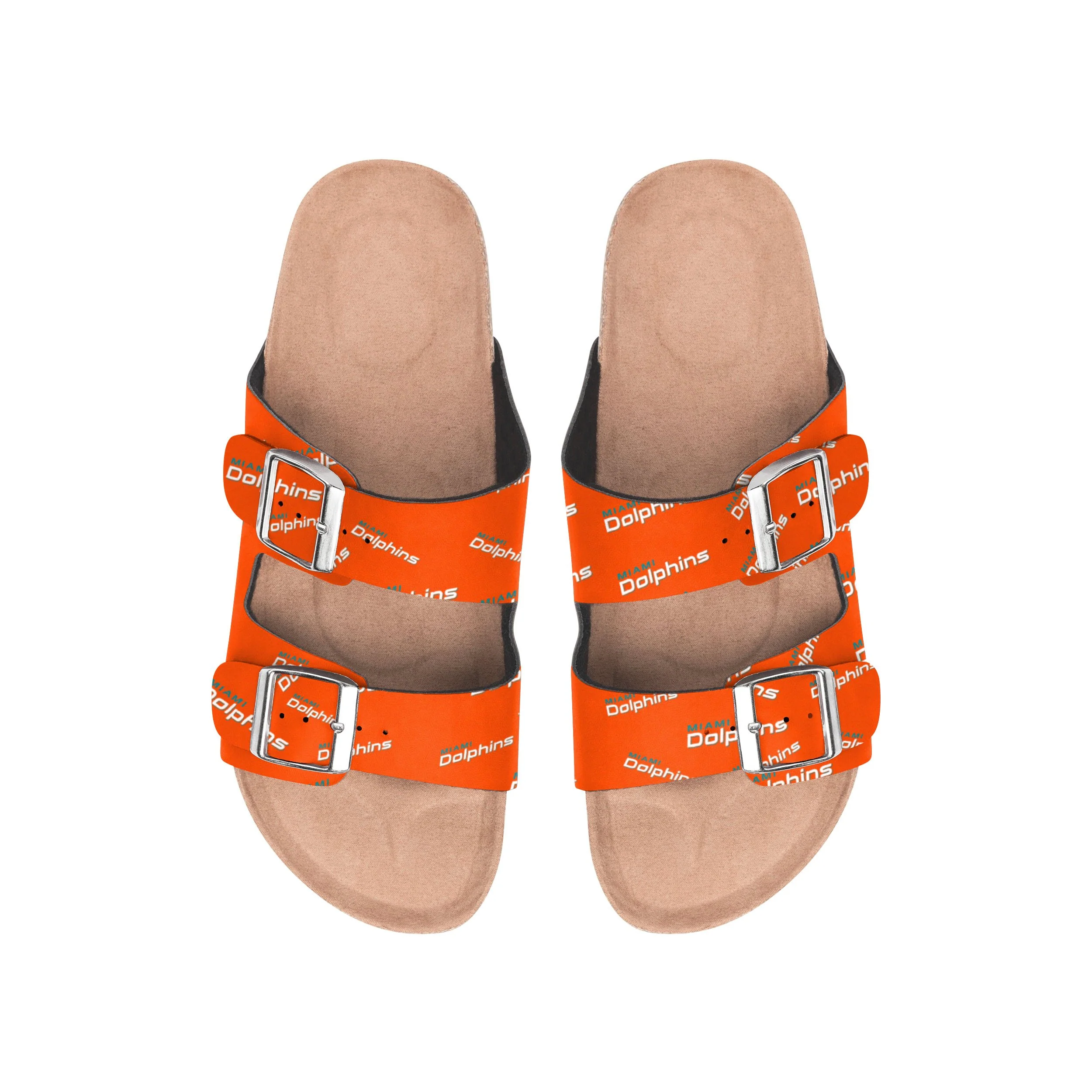Miami Dolphins NFL Womens Mini Print Double Buckle Sandal - Image 2