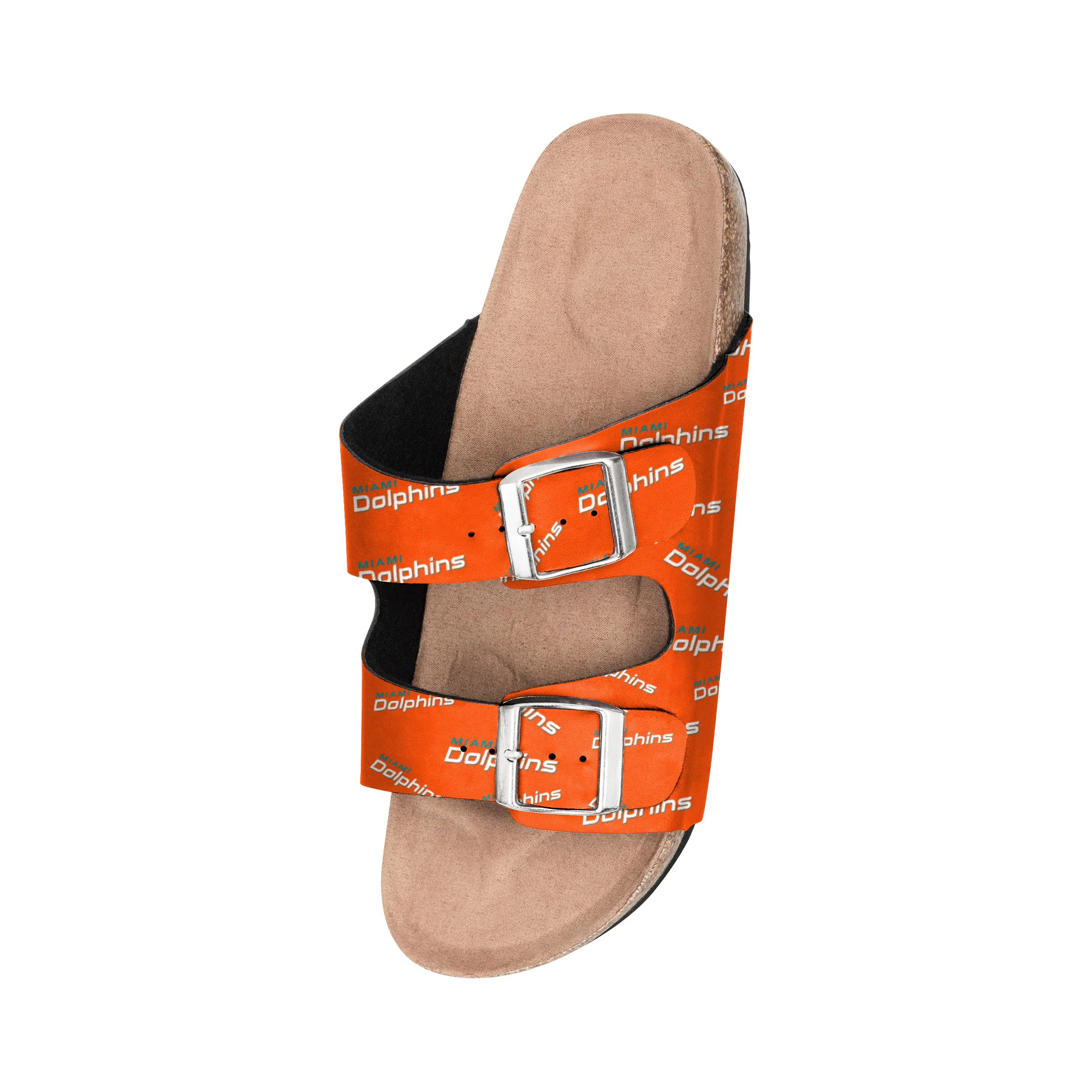 Miami Dolphins NFL Womens Mini Print Double Buckle Sandal - Image 3