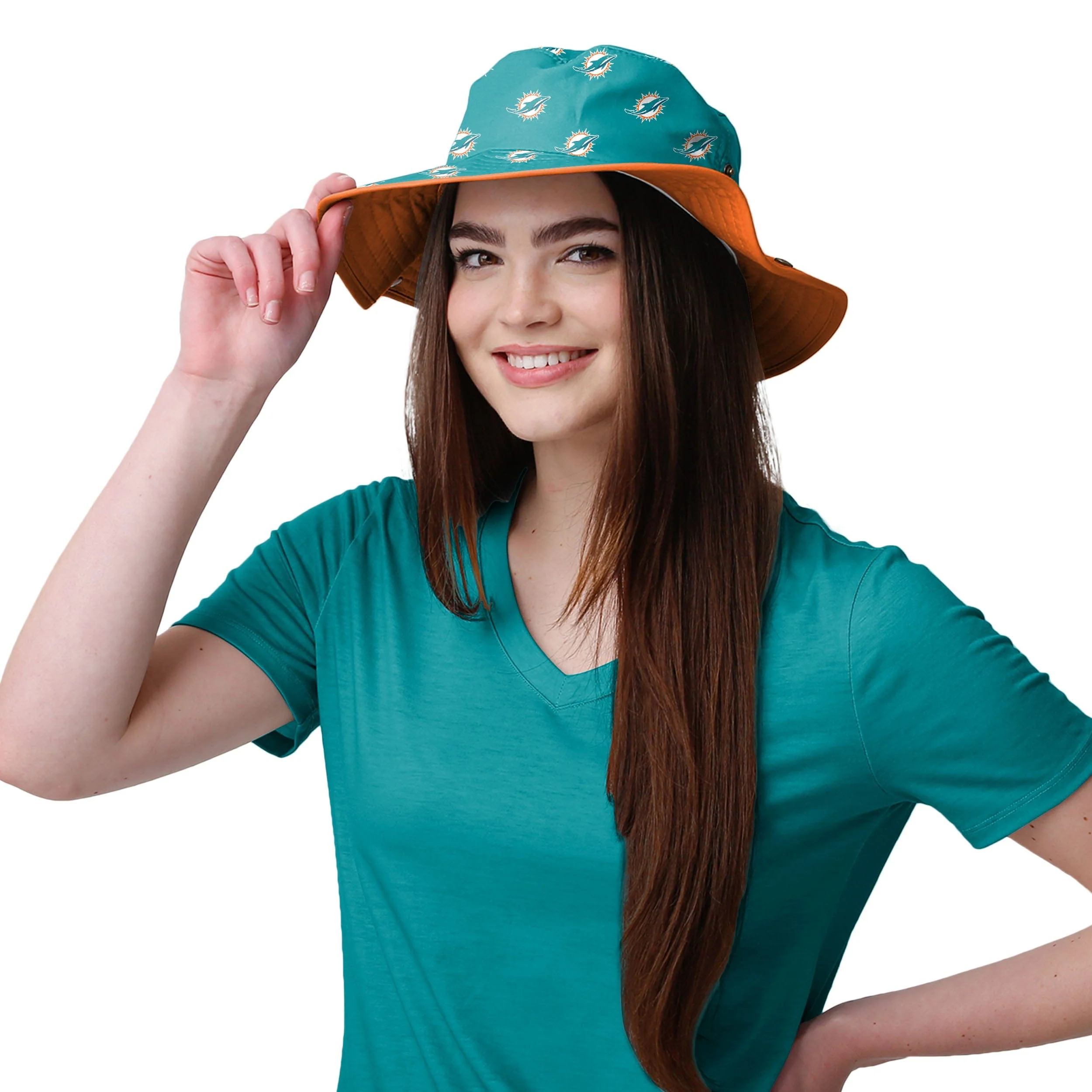 Miami Dolphins NFL Womens Mini Print Hybrid Boonie Hat - Image 2