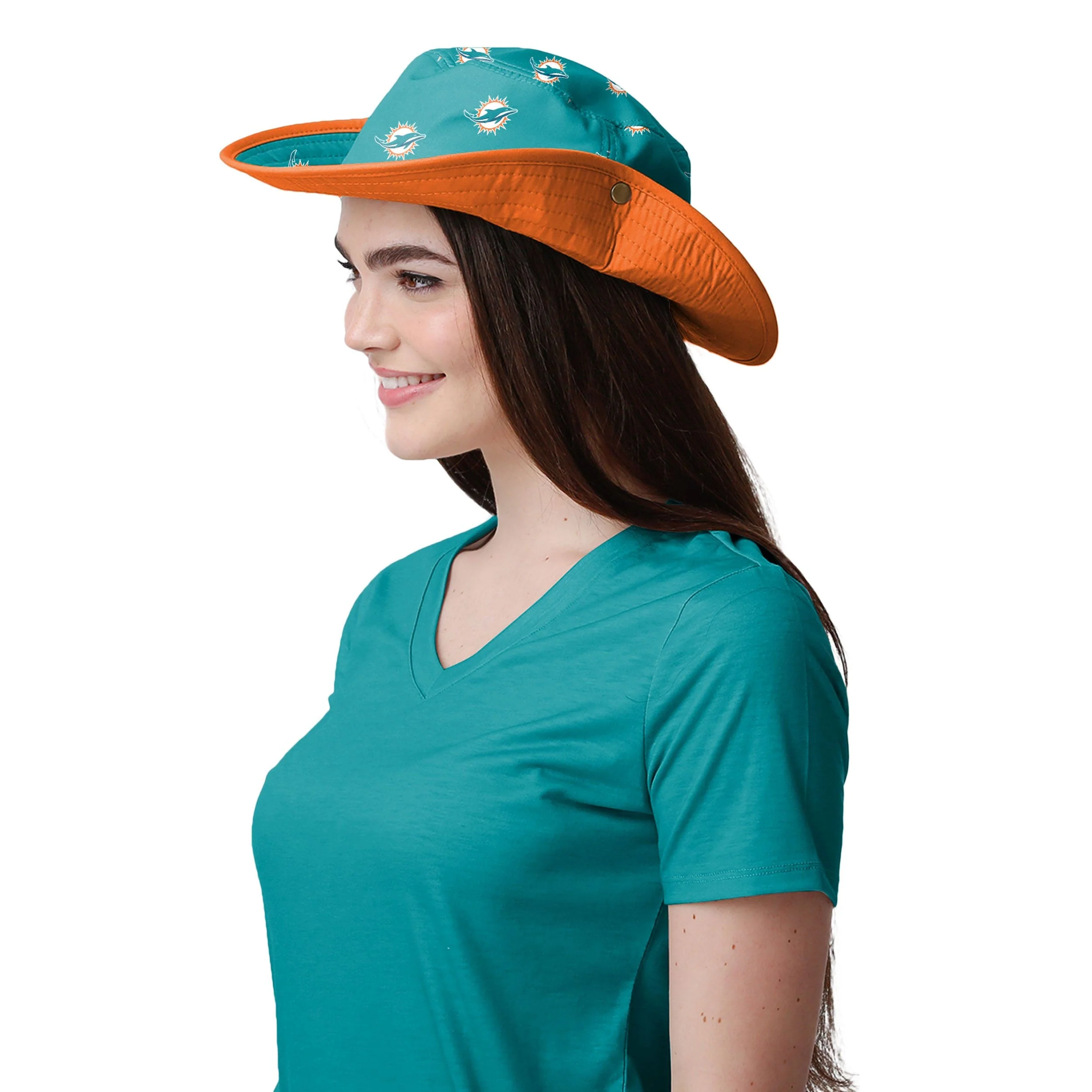 Miami Dolphins NFL Womens Mini Print Hybrid Boonie Hat - Image 4