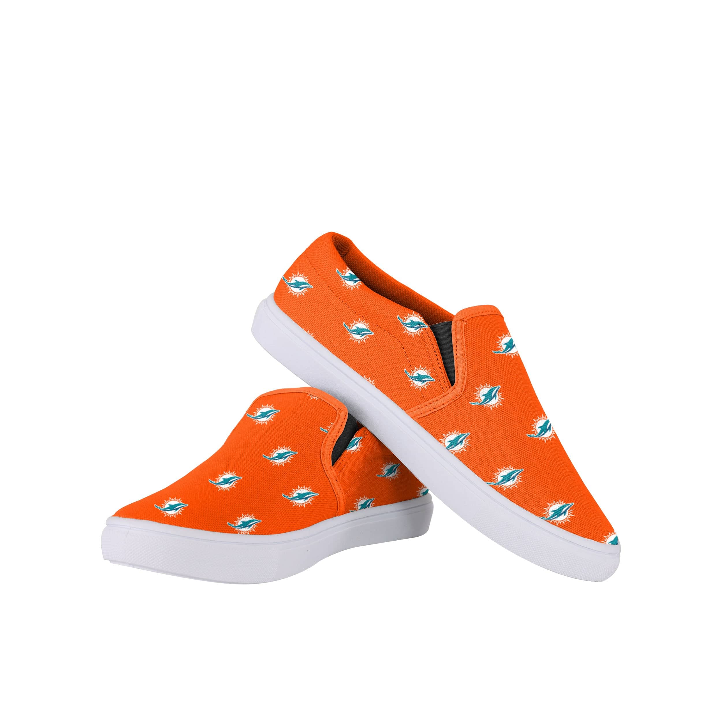 Miami Dolphins NFL Womens Repeat Logo Slip On Canvas Shoe