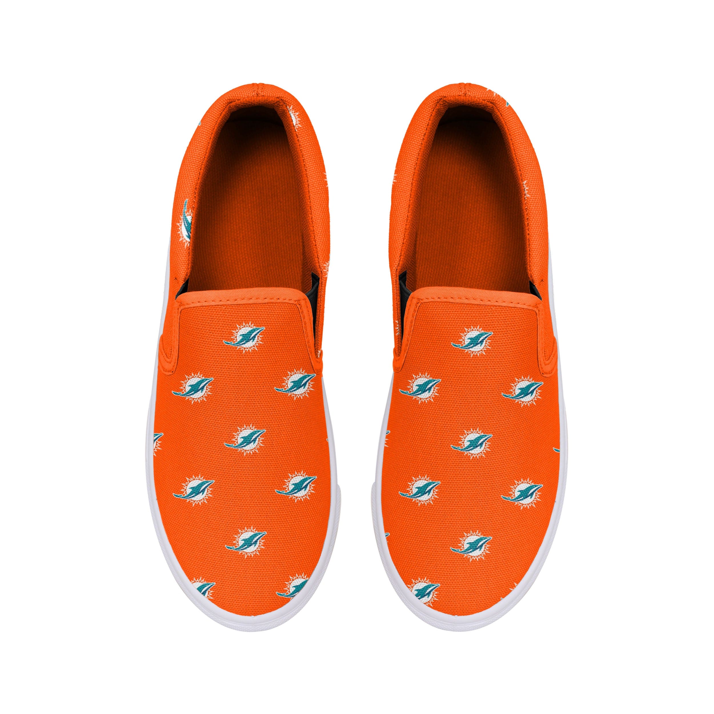 Miami Dolphins NFL Womens Repeat Logo Slip On Canvas Shoe - Image 3