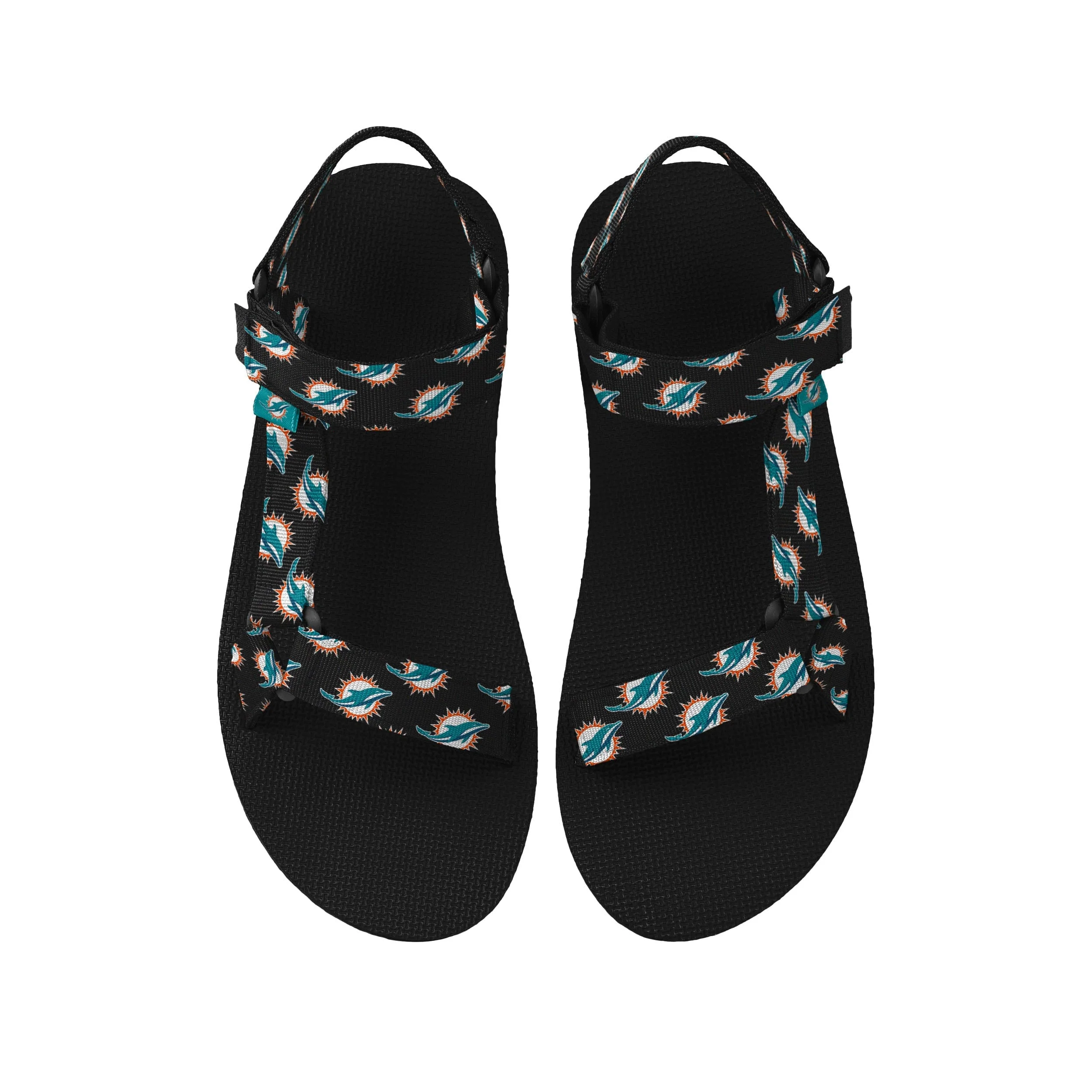 Miami Dolphins NFL Womens Repeat Logo Strap Sandal
