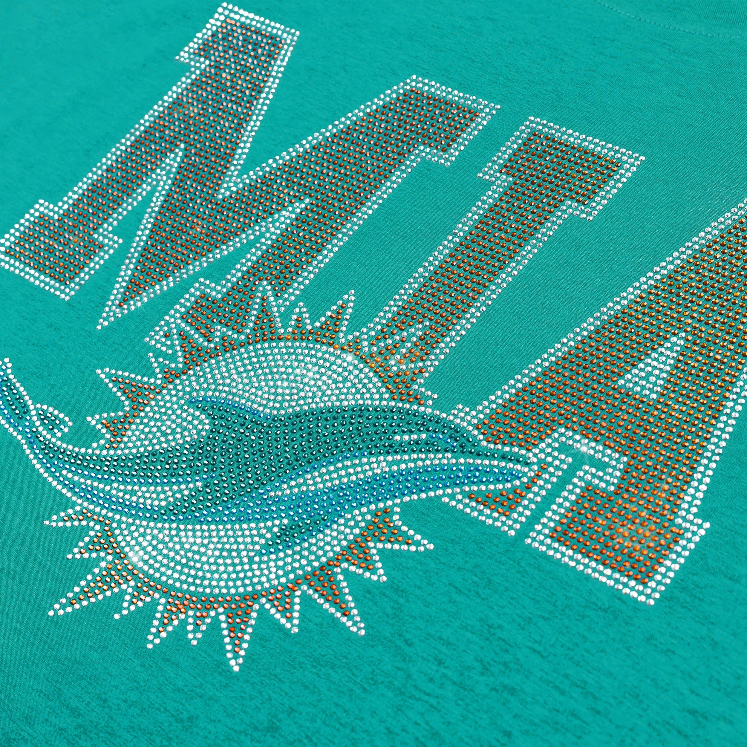 Miami Dolphins NFL Womens Rhinestone Logo Crop Top - Image 2