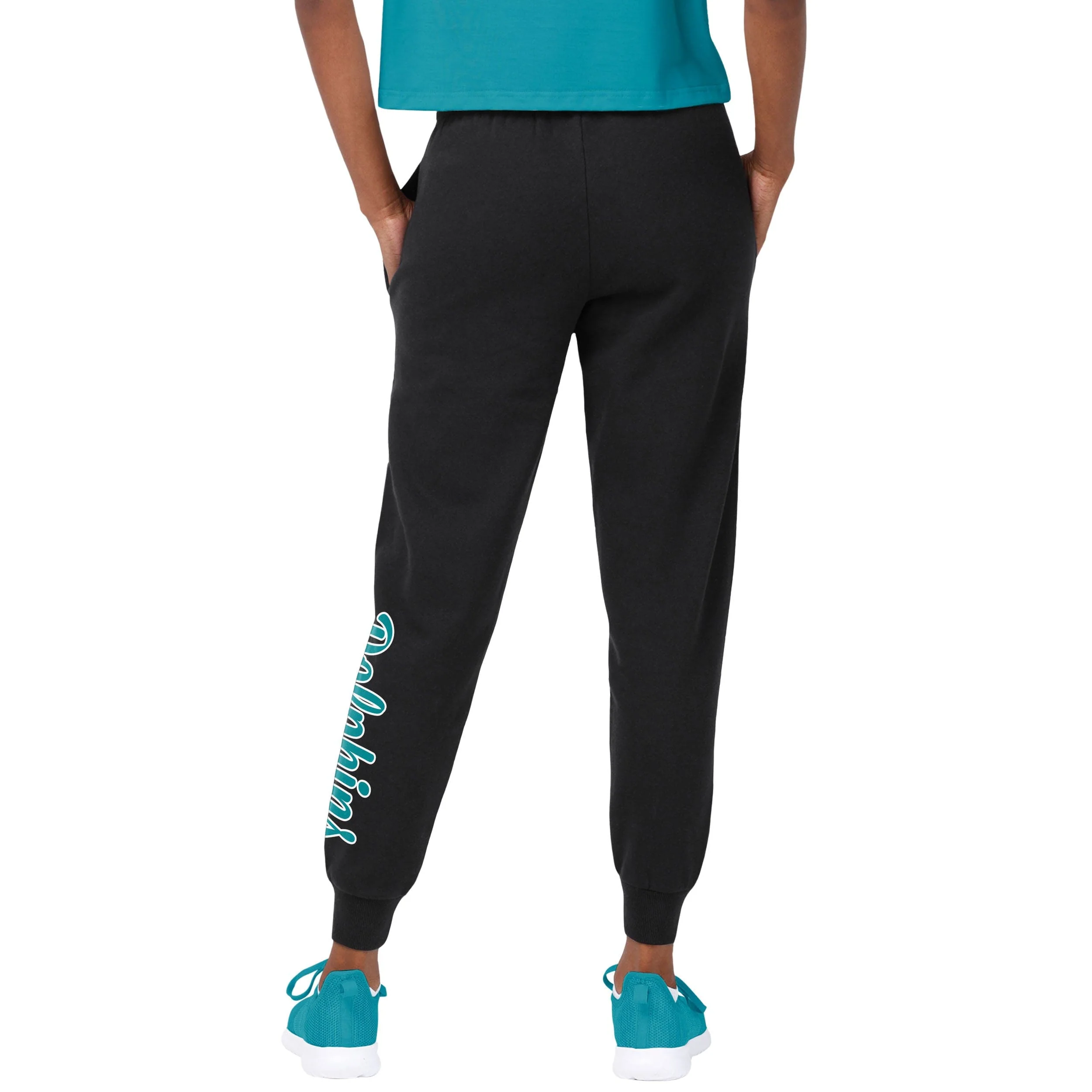 Miami Dolphins NFL Womens Script Wordmark Black Joggers - Image 2