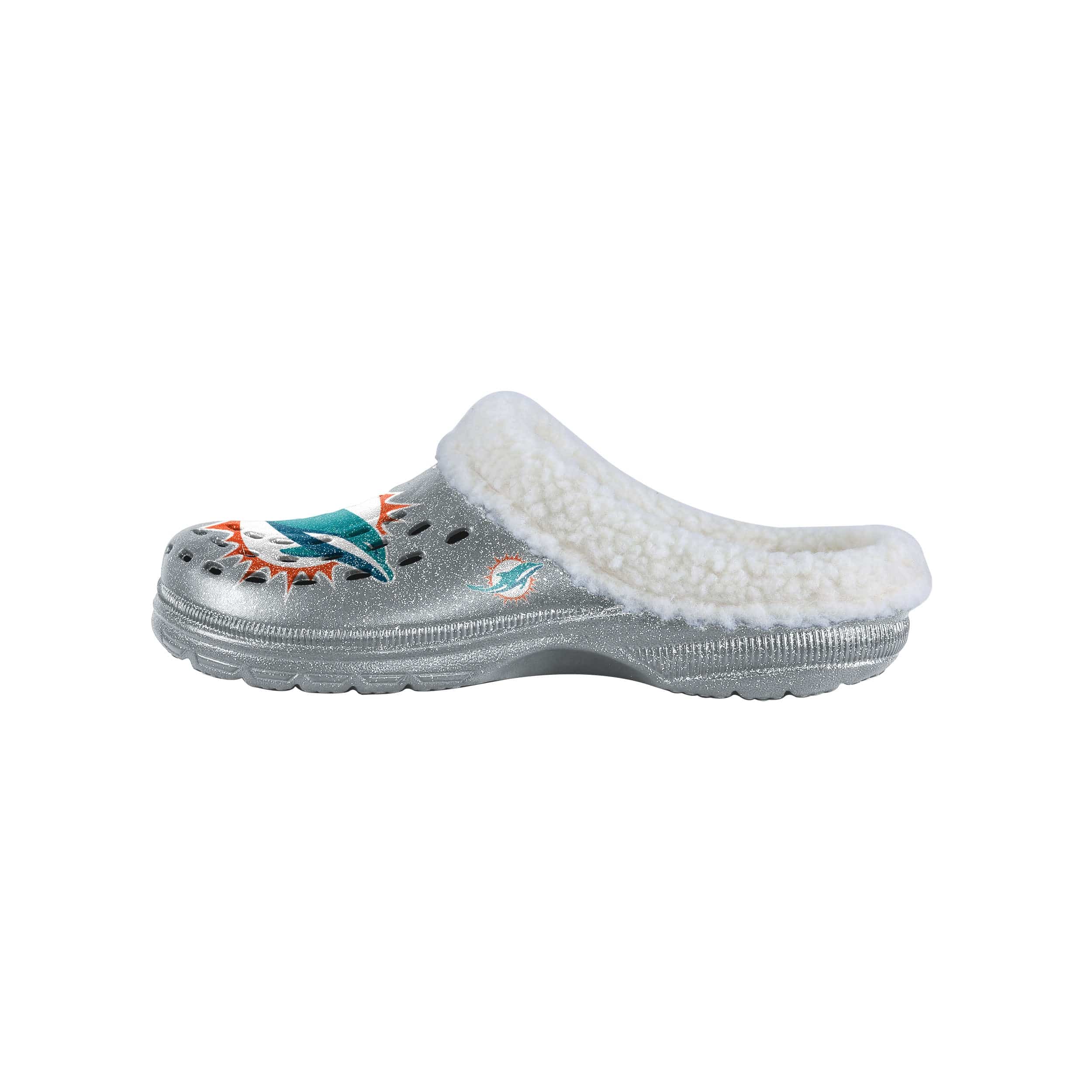 Miami Dolphins NFL Womens Sherpa Lined Glitter Clog - Image 2