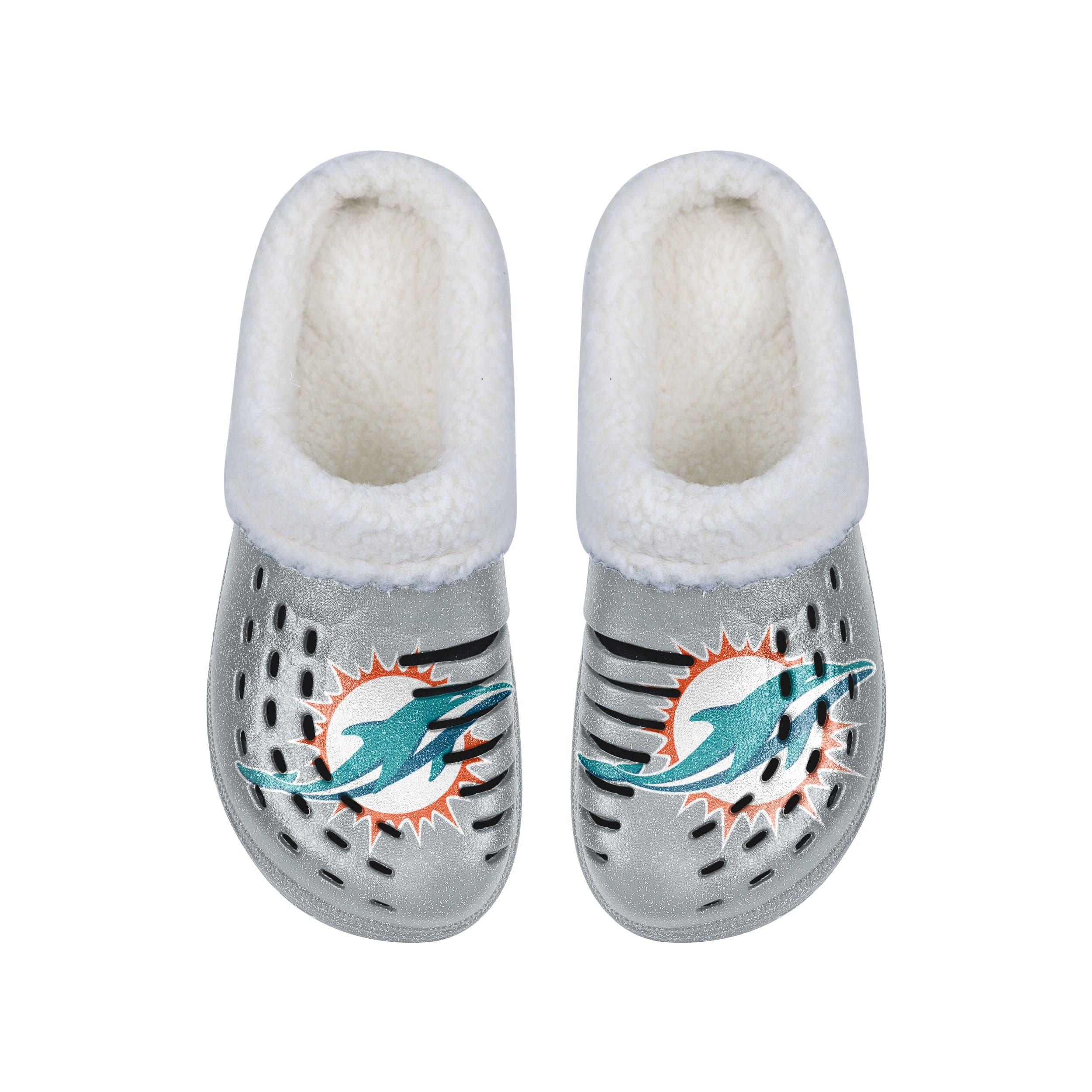 Miami Dolphins NFL Womens Sherpa Lined Glitter Clog - Image 4