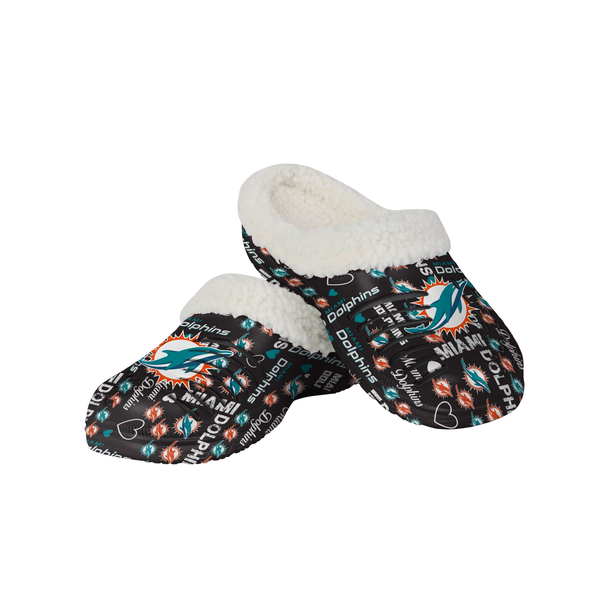 Miami Dolphins NFL Womens Sherpa Lined Logo Love Clog