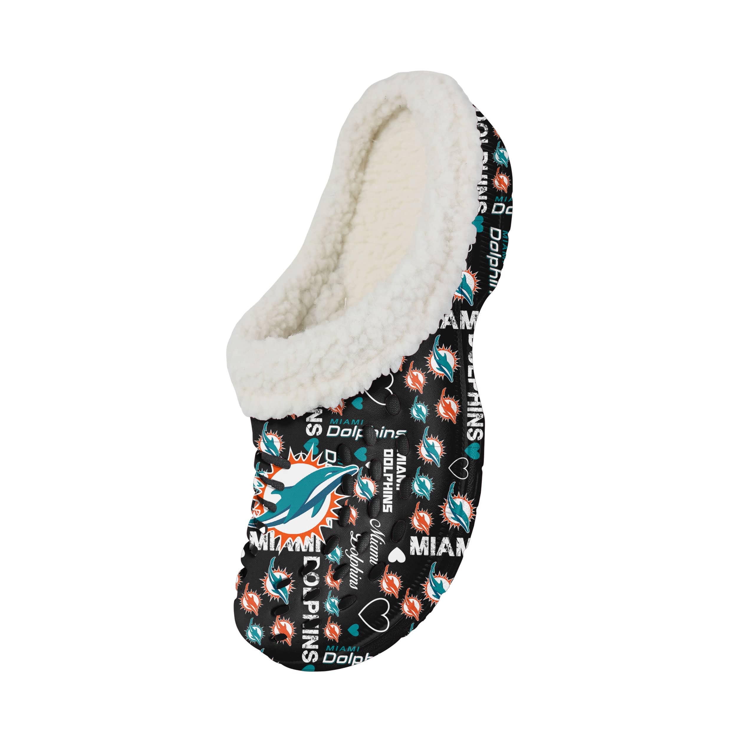 Miami Dolphins NFL Womens Sherpa Lined Logo Love Clog - Image 3