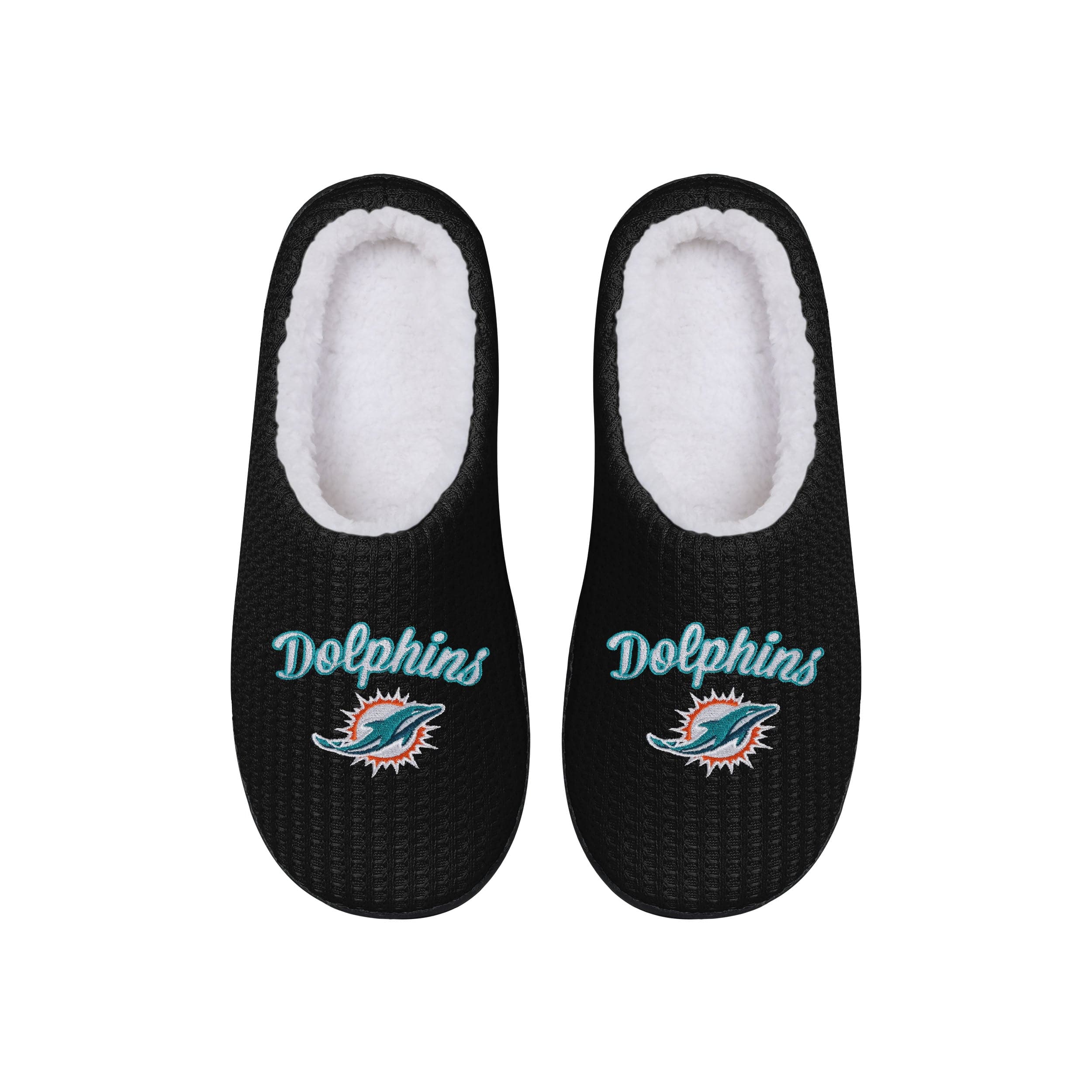 Miami Dolphins NFL Womens Sherpa Lined Memory Foam Slippers - Image 3