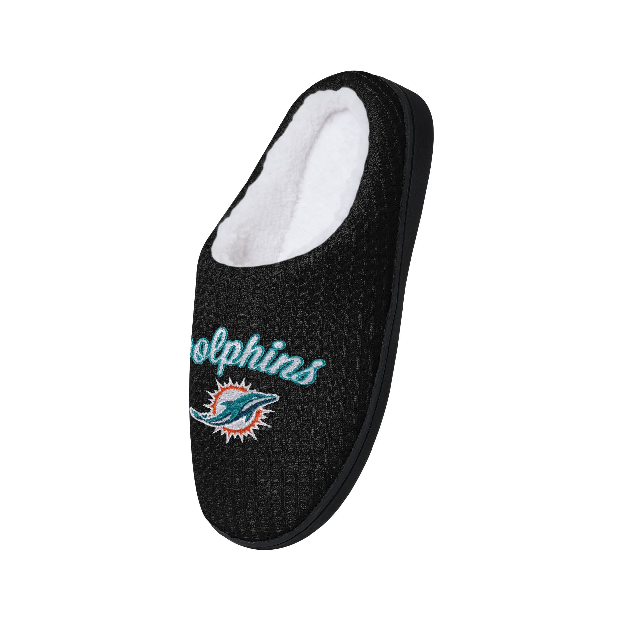Miami Dolphins NFL Womens Sherpa Lined Memory Foam Slippers - Image 4