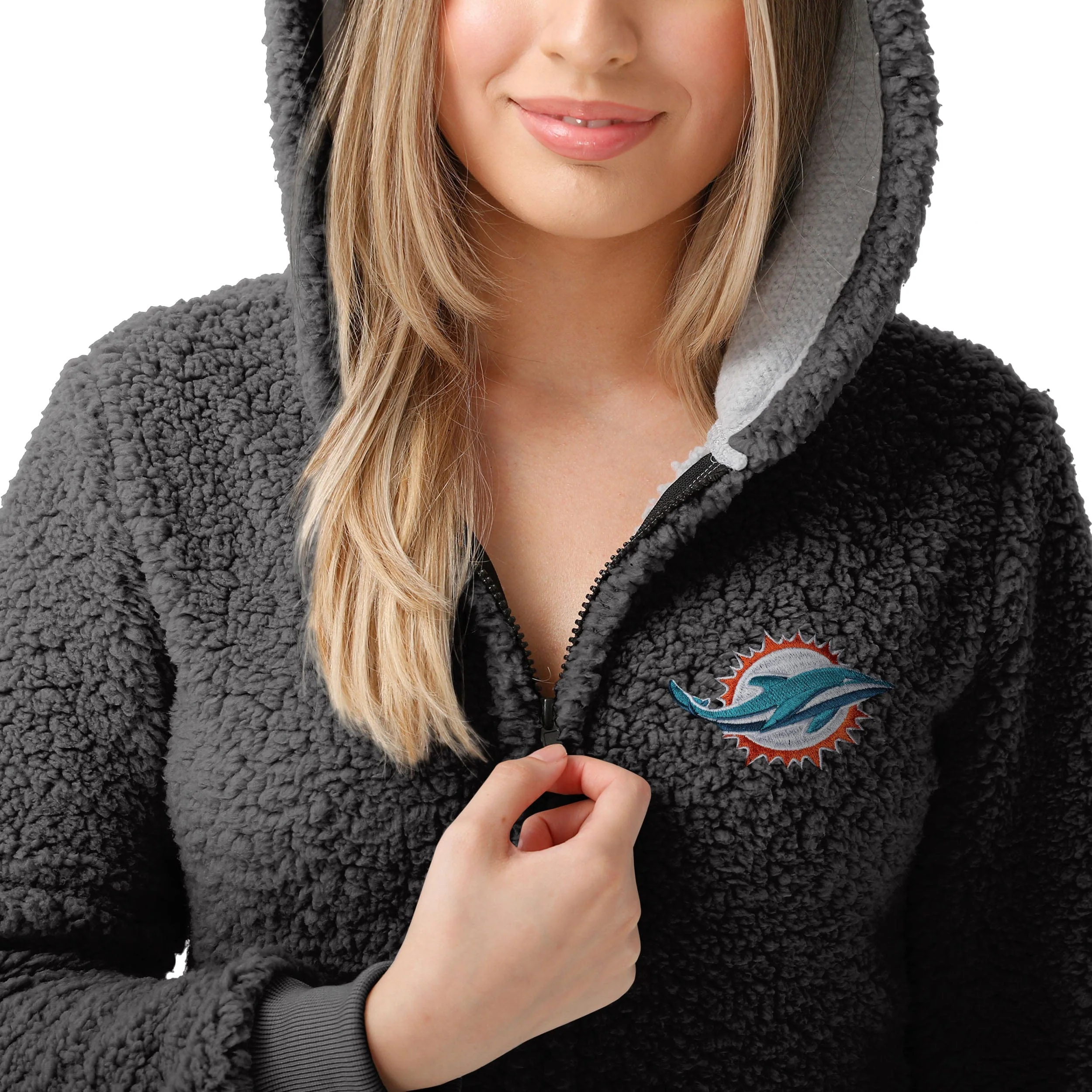 Miami Dolphins NFL Womens Sherpa One Piece Pajamas - Image 3
