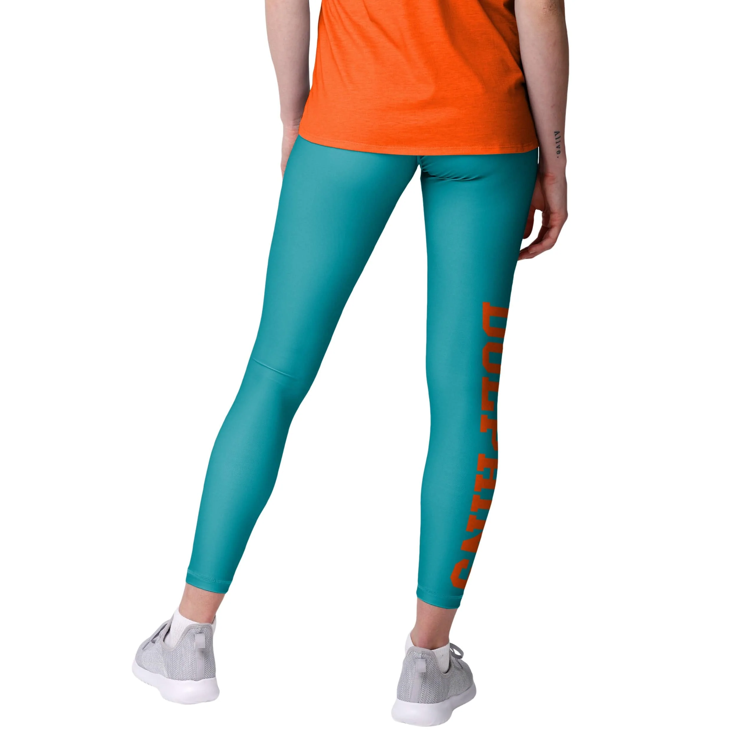 Miami Dolphins NFL Womens Solid Big Wordmark Leggings - Image 2