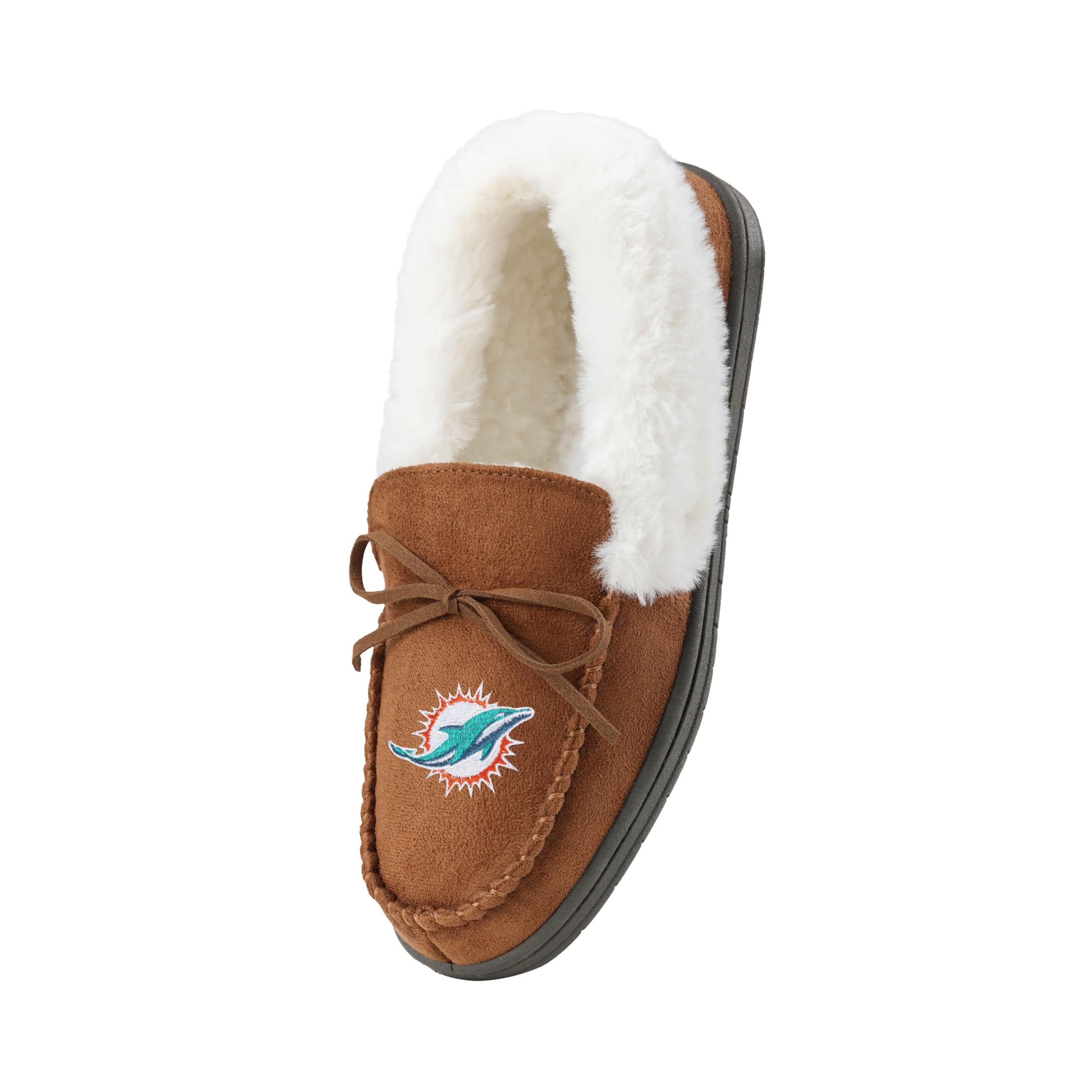 Miami Dolphins NFL Womens Tan Moccasin Slippers - Image 3