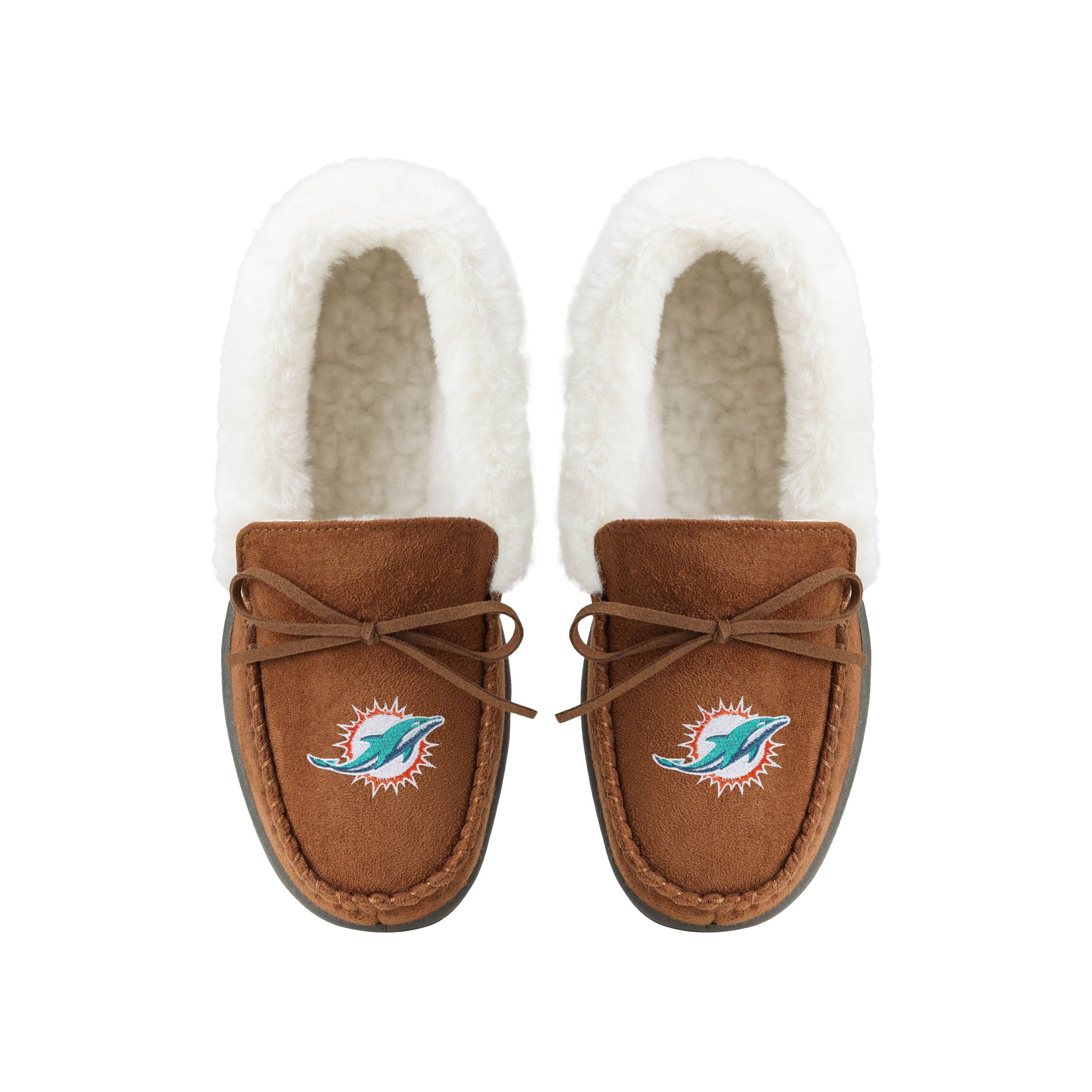 Miami Dolphins NFL Womens Tan Moccasin Slippers - Image 4