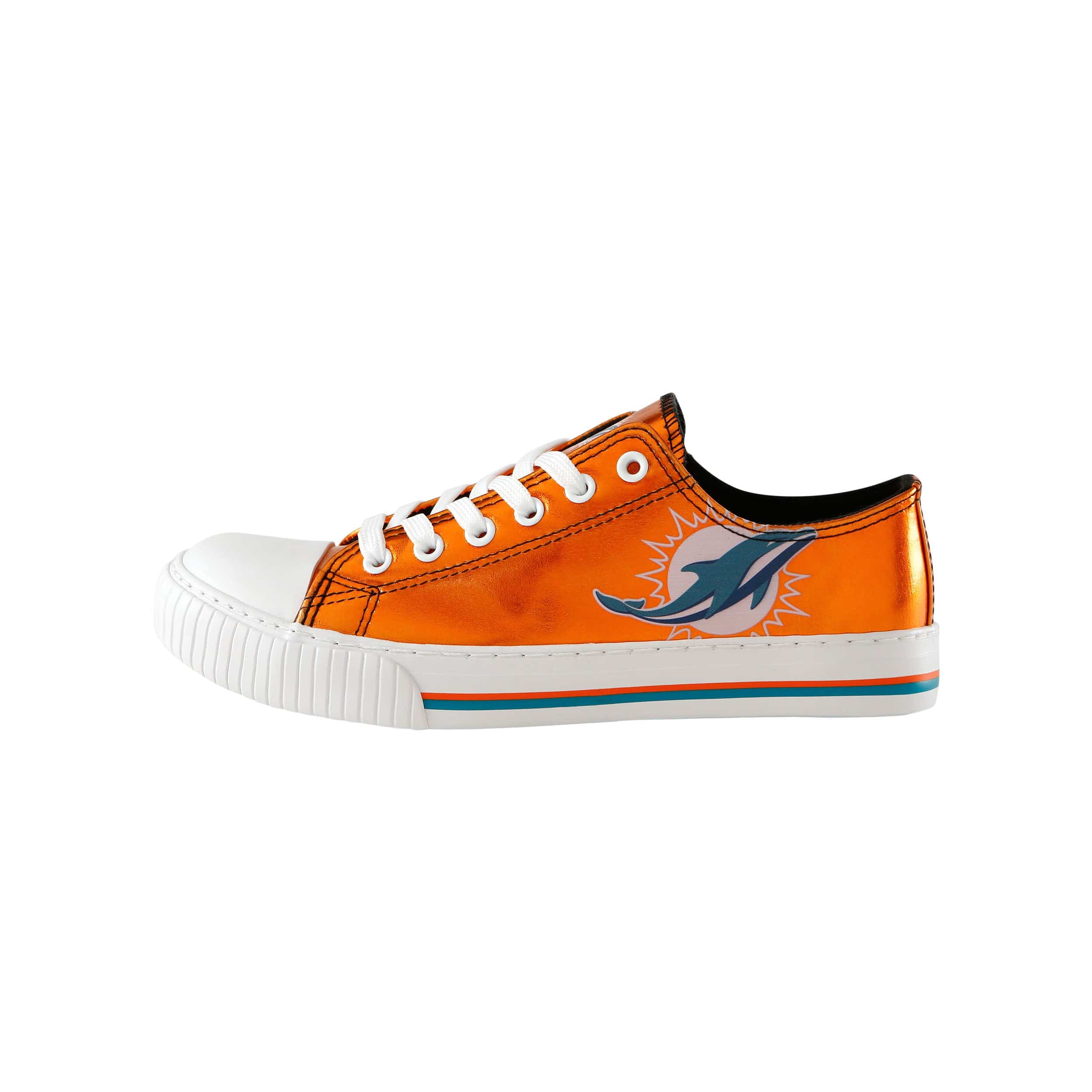 Miami Dolphins NFL Womens Team Color Metallic Low Top Canvas Shoes