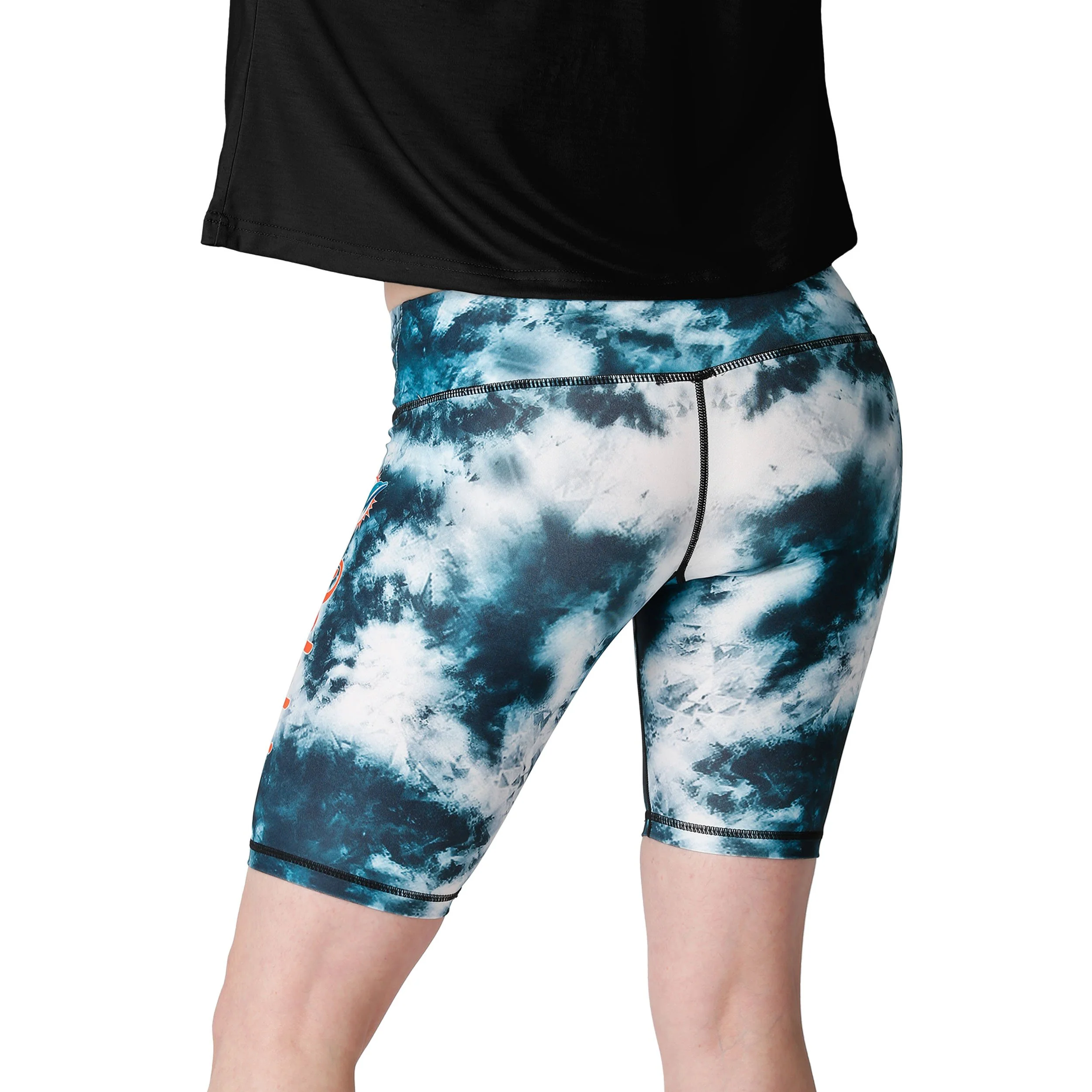 Miami Dolphins NFL Womens Team Color Tie-Dye Bike Shorts - Image 2