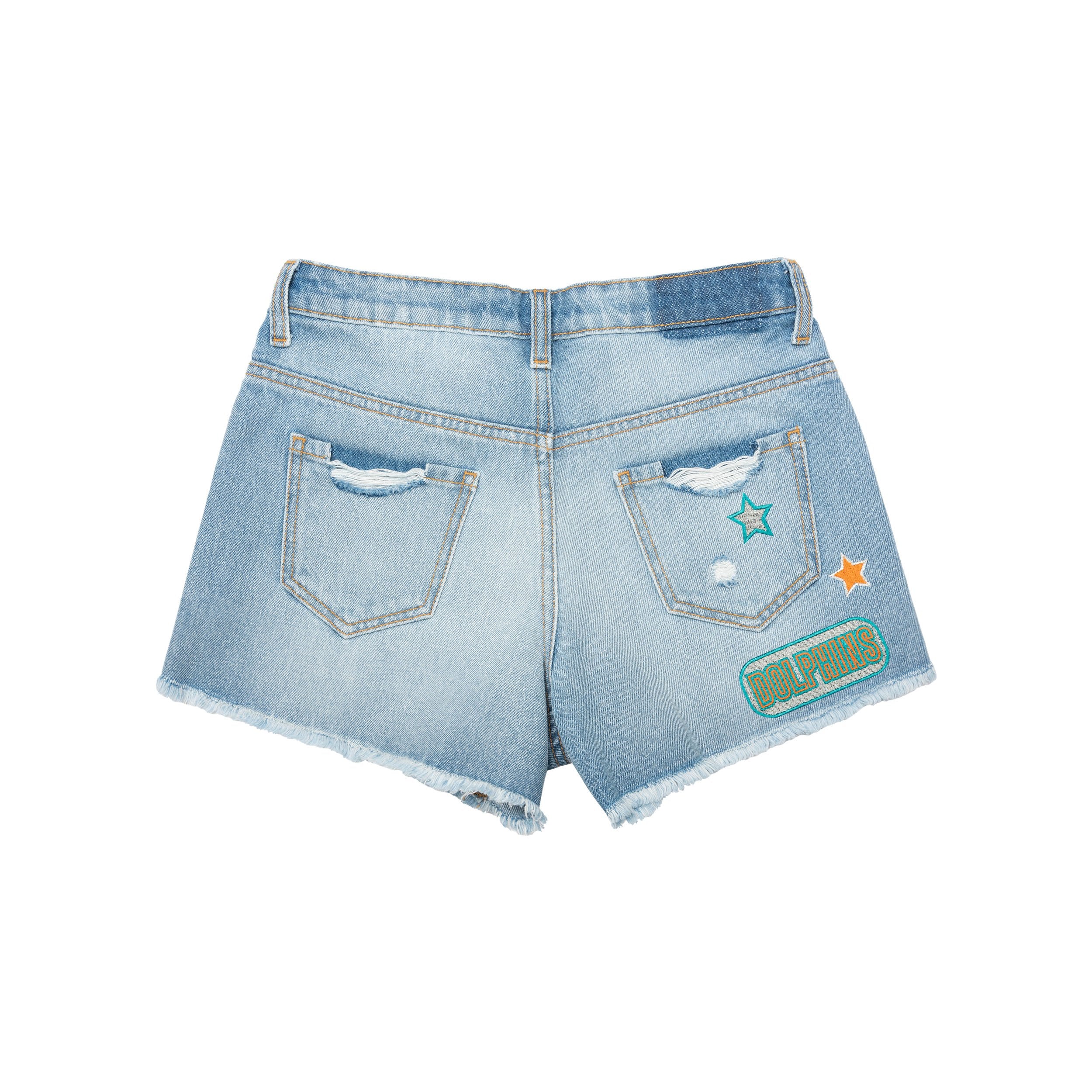 Miami Dolphins NFL Womens Team Logo Denim Shorts - Image 4