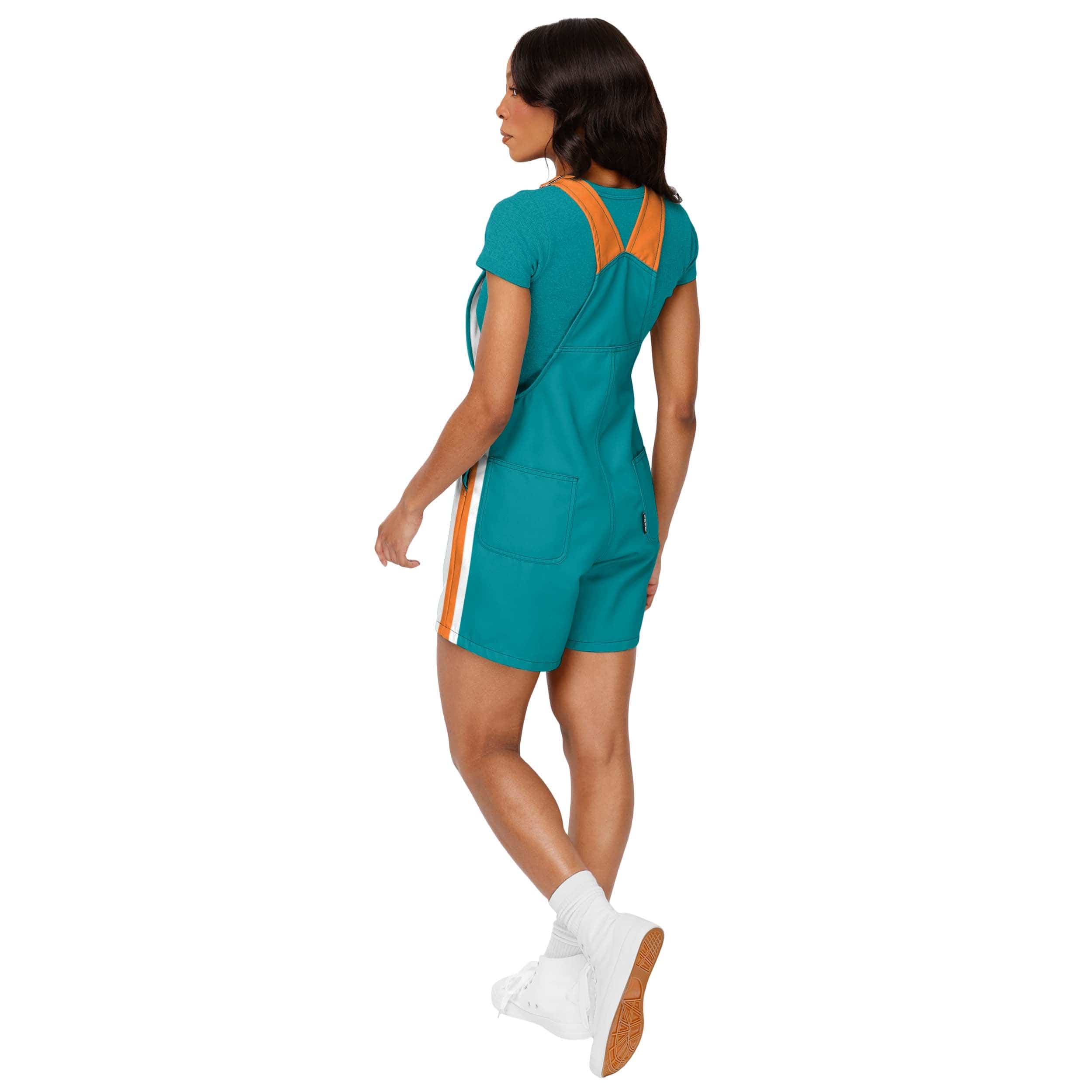 Miami Dolphins NFL Womens Team Stripe Bib Shortalls - Image 2