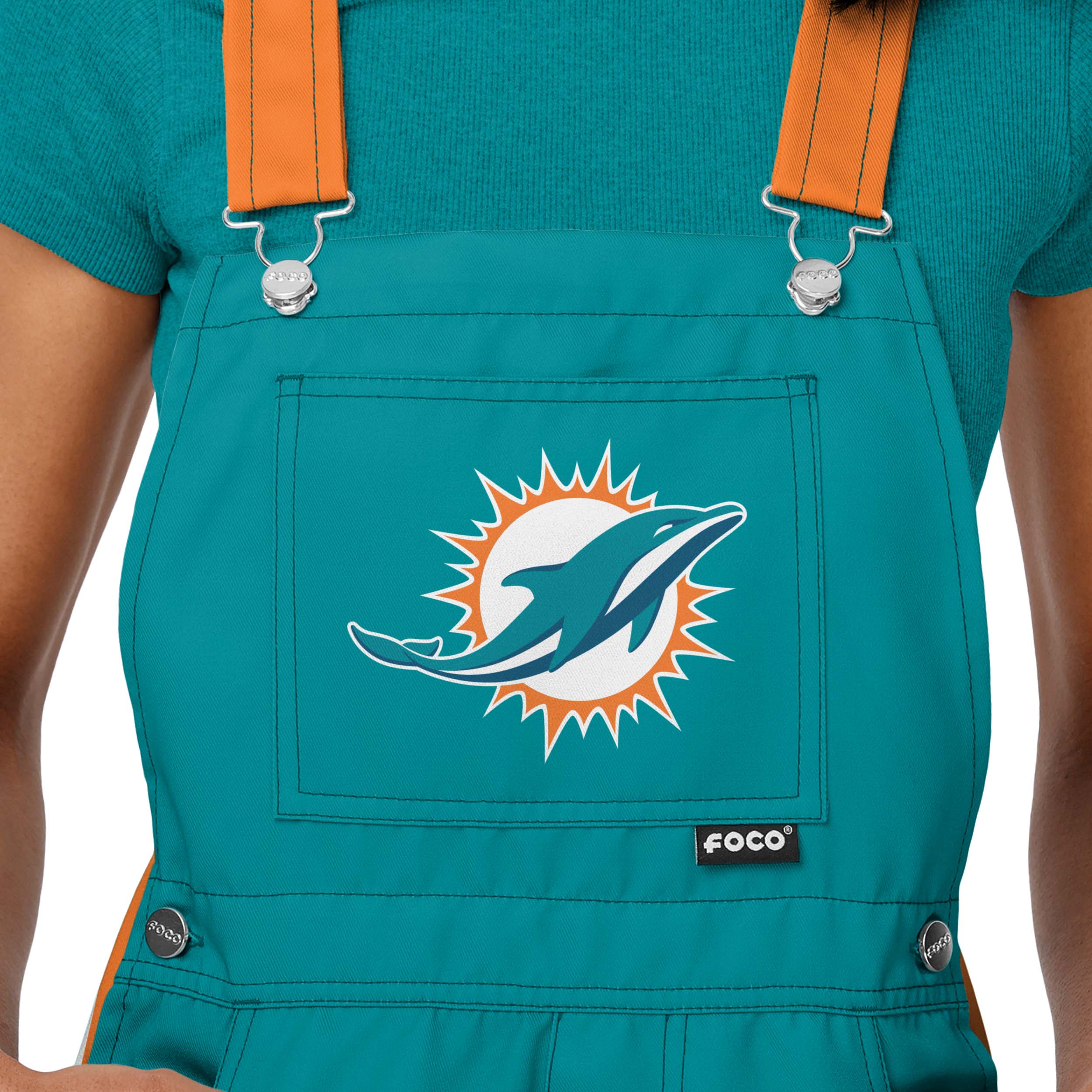 Miami Dolphins NFL Womens Team Stripe Bib Shortalls - Image 3