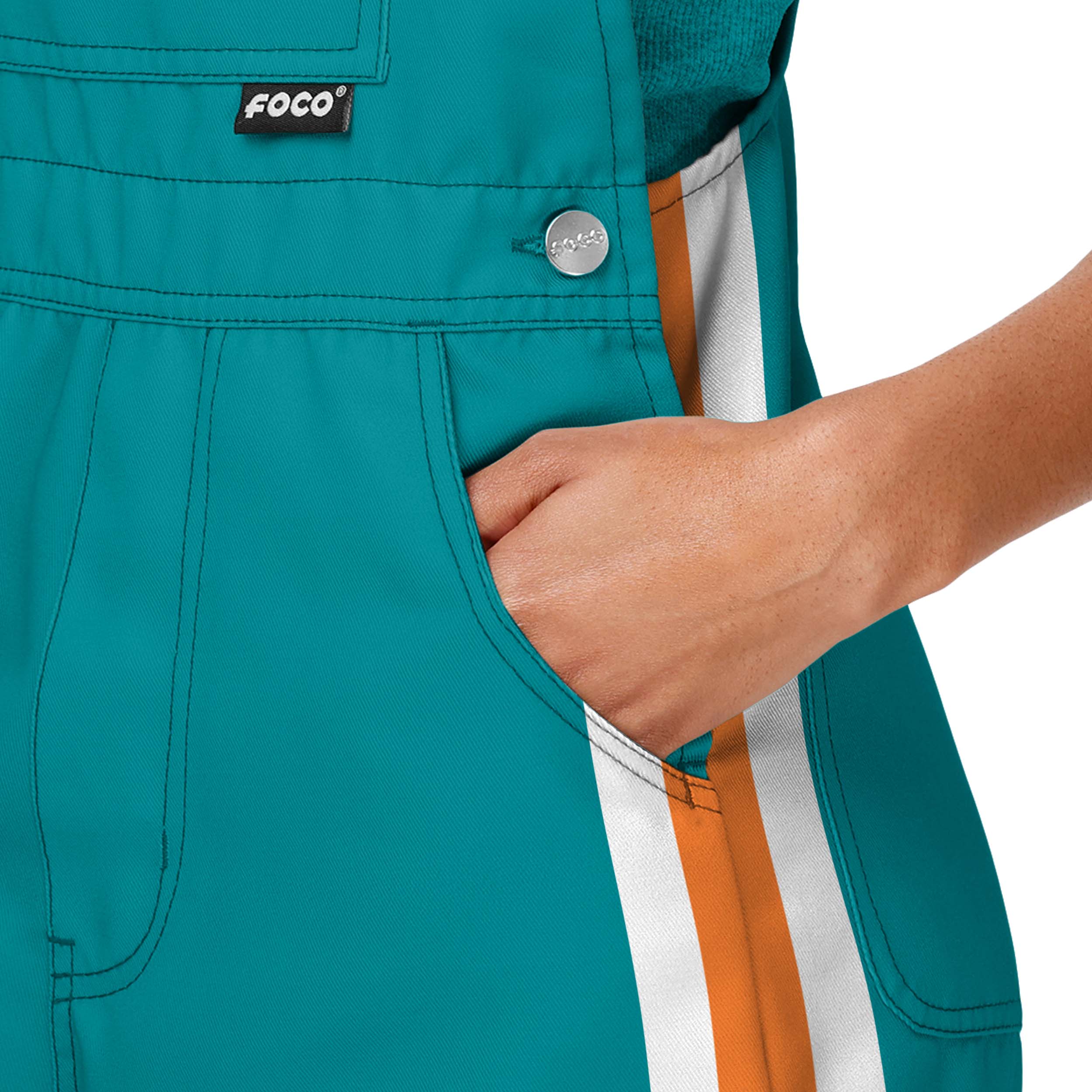 Miami Dolphins NFL Womens Team Stripe Bib Shortalls - Image 4