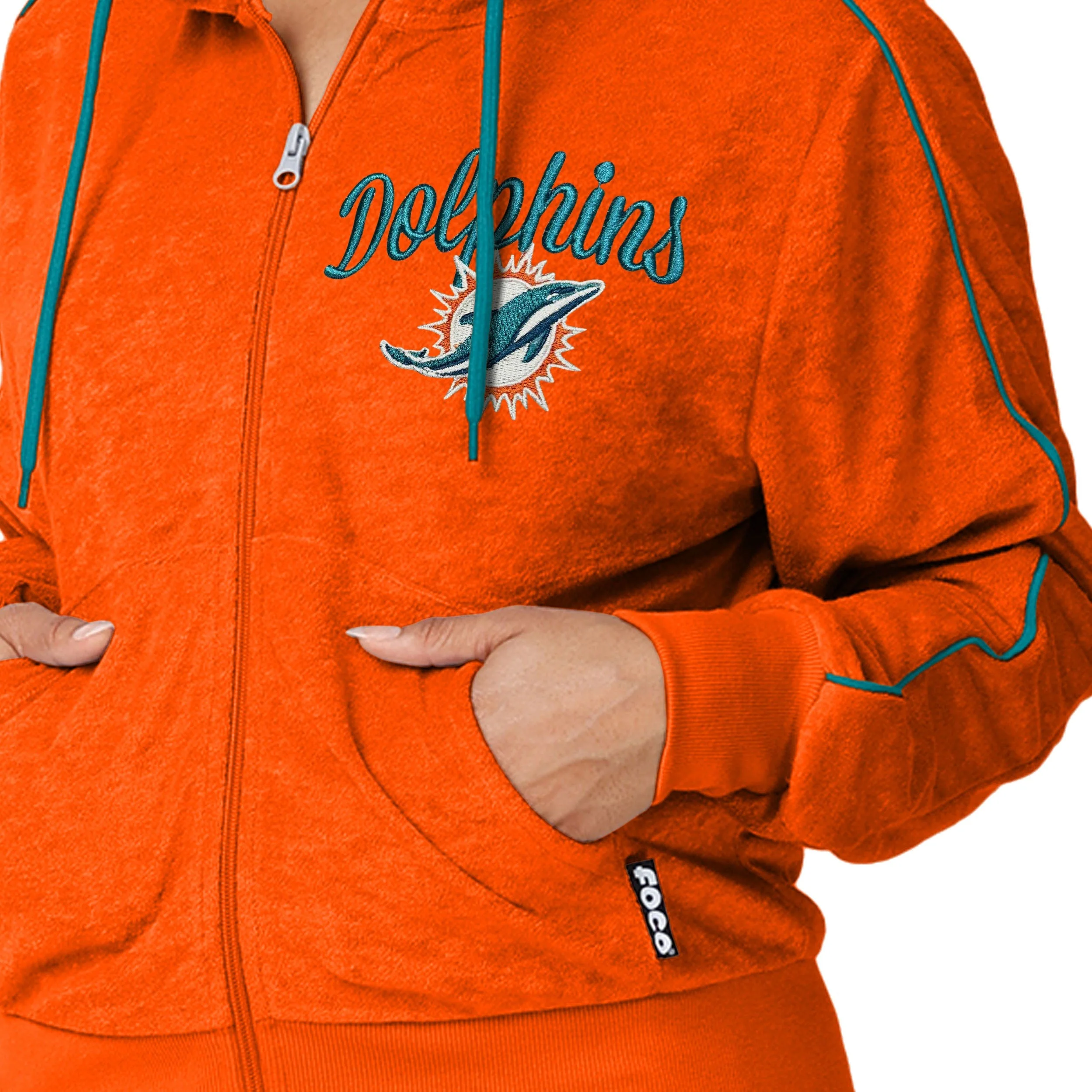 Miami Dolphins NFL Womens Terry Knit Zip Up Top - Image 4