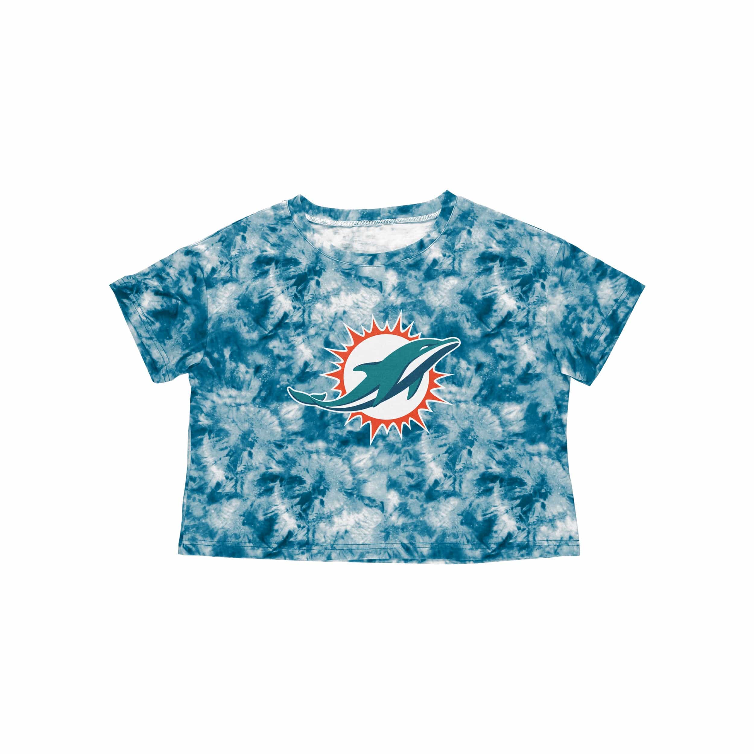 Miami Dolphins NFL Womens Tie-Dye Big Logo Crop Top - Image 3