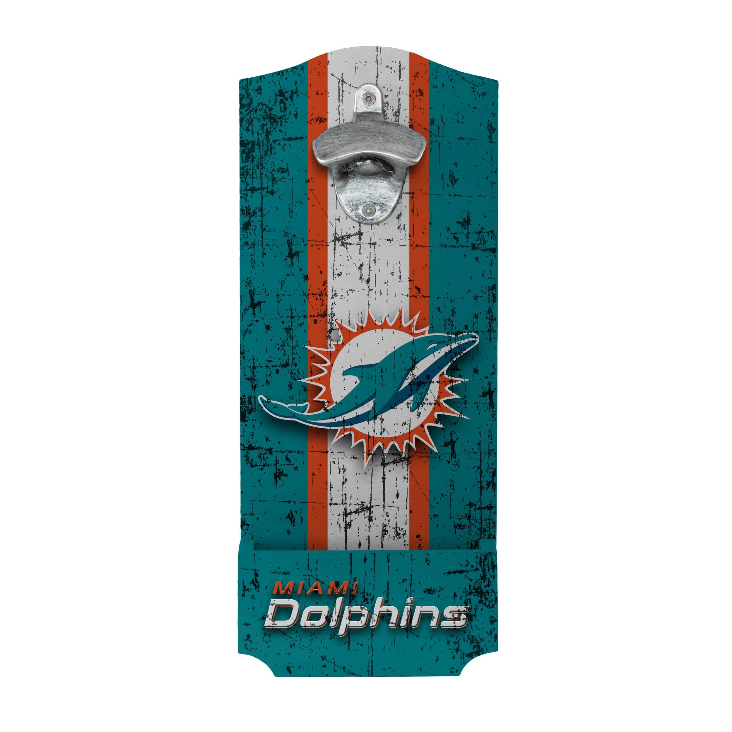 Miami Dolphins NFL Wooden Bottle Cap Opener Sign - Image 2