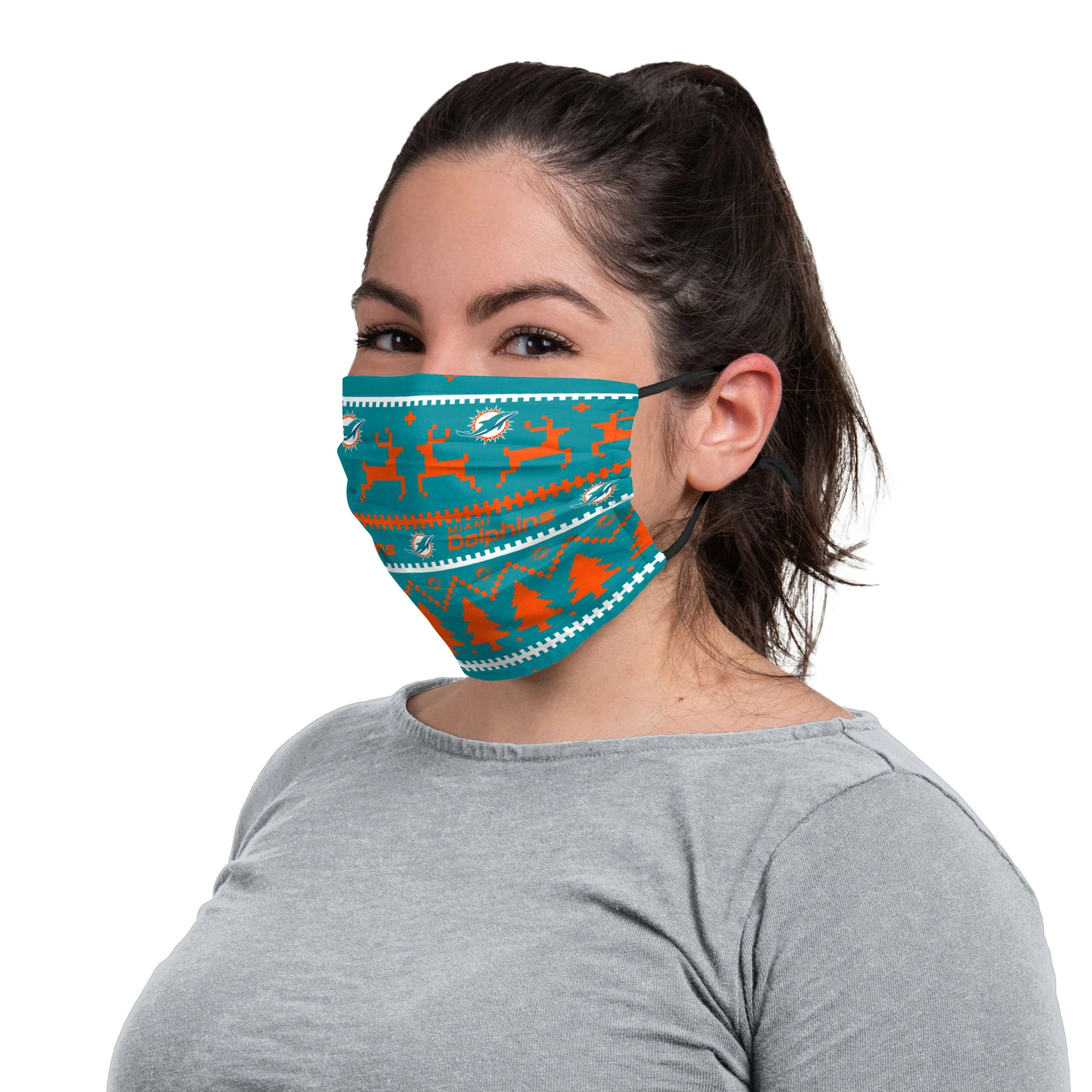 Miami Dolphins NFL Wordmark Holiday Adjustable Face Cover - Image 3