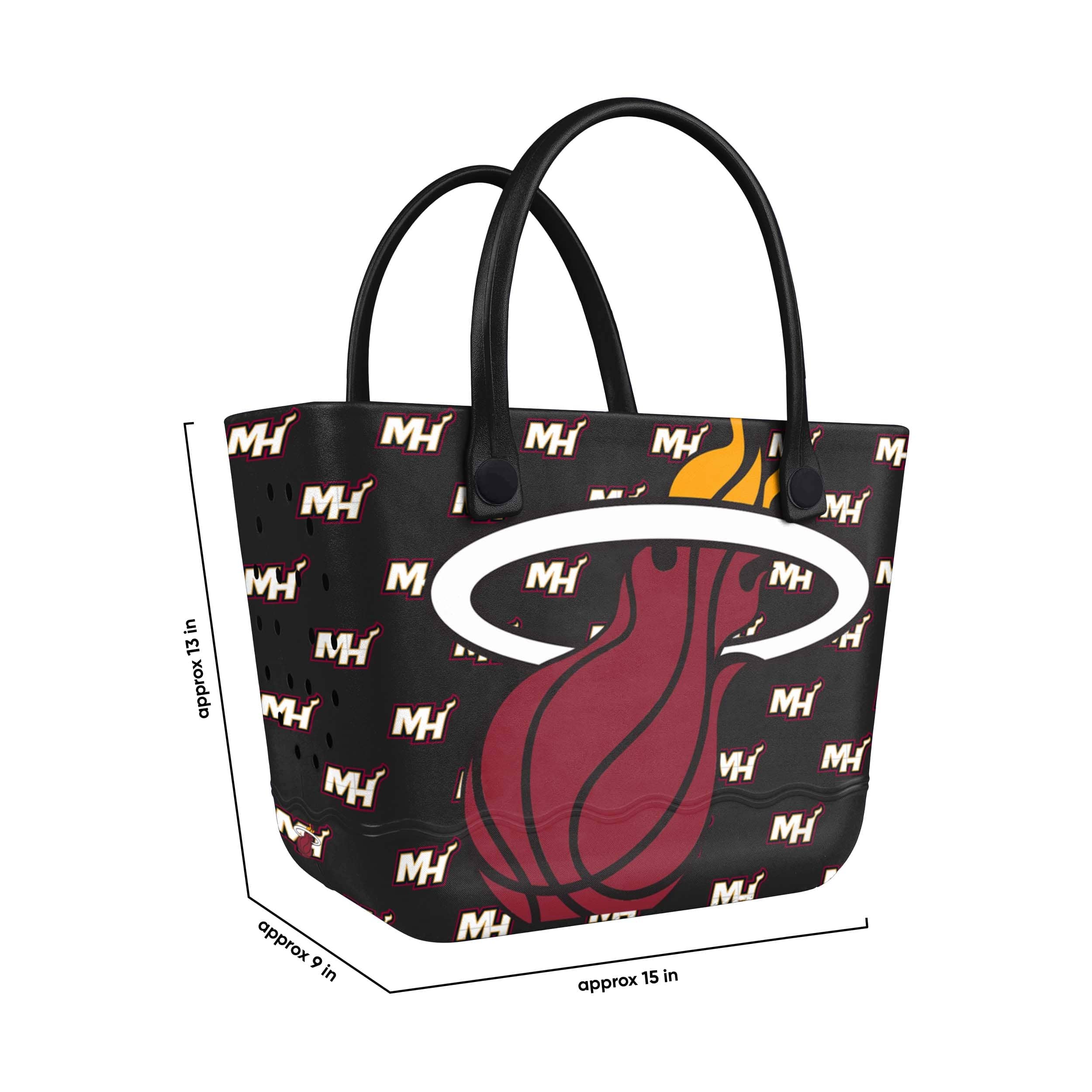 Miami Heat NBA Big Logo Mini Print Tailgate Tote Bag - Image 3