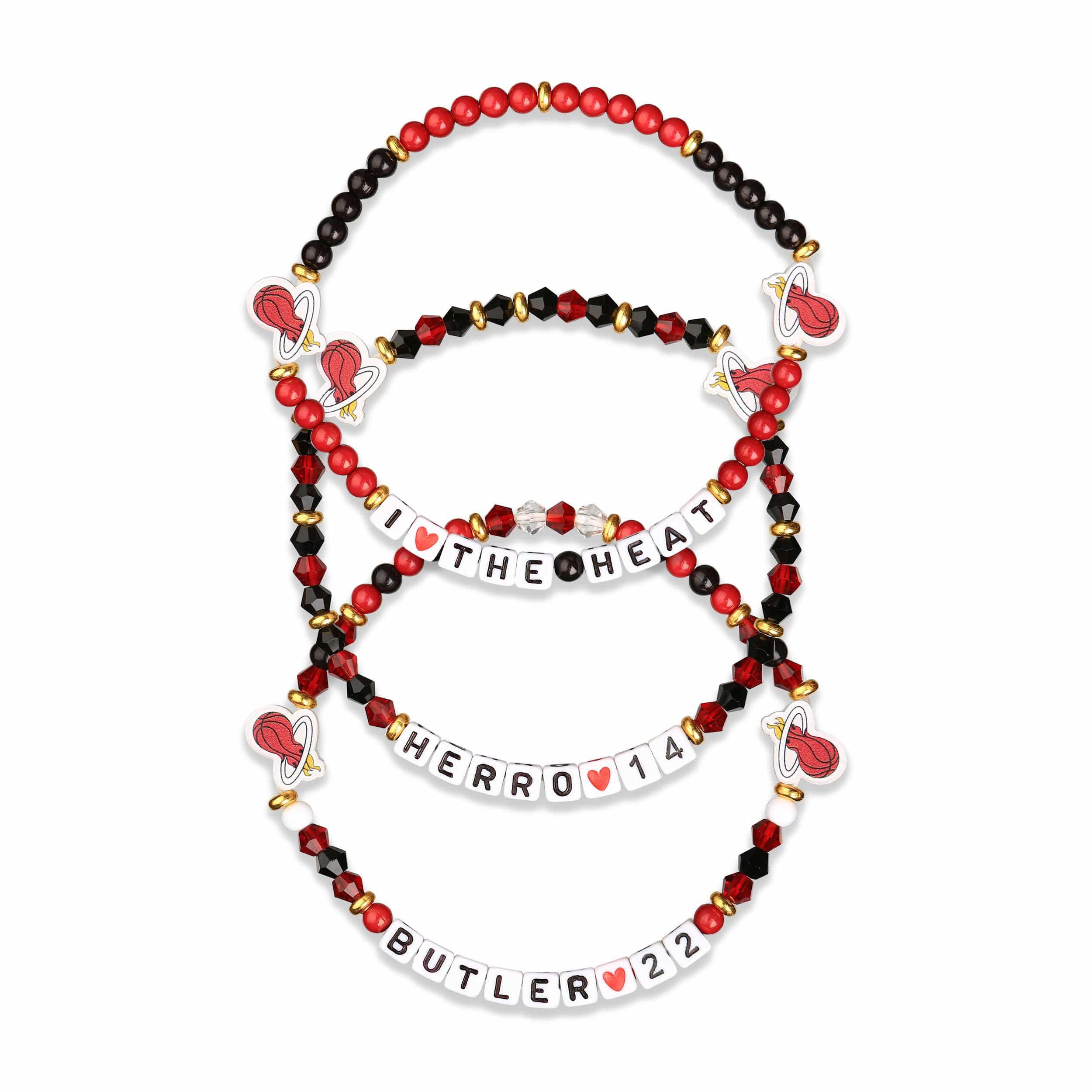 Miami Heat NBA Jimmy Butler & Tyler Herro 3 Pack Player Friendship Bracelet