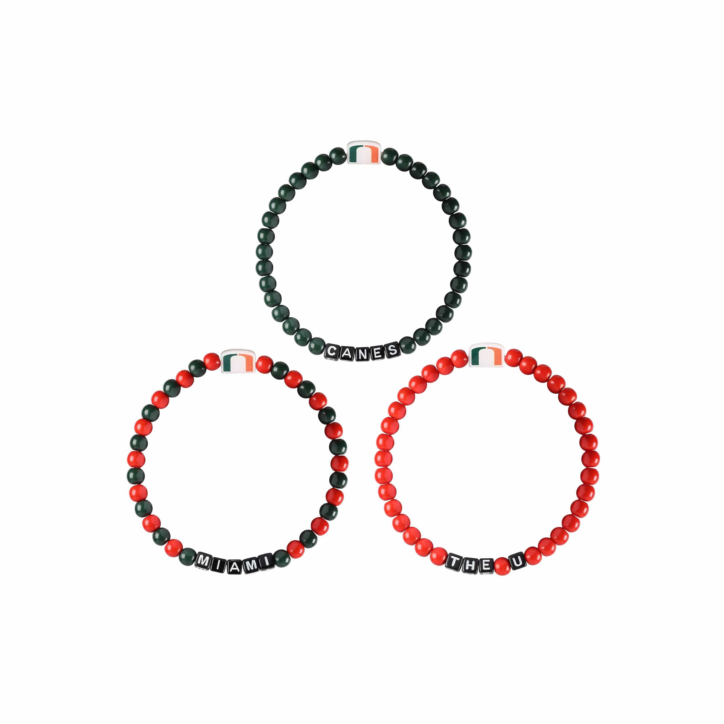 Miami Hurricanes NCAA 3 Pack Beaded Friendship Bracelet - Image 3