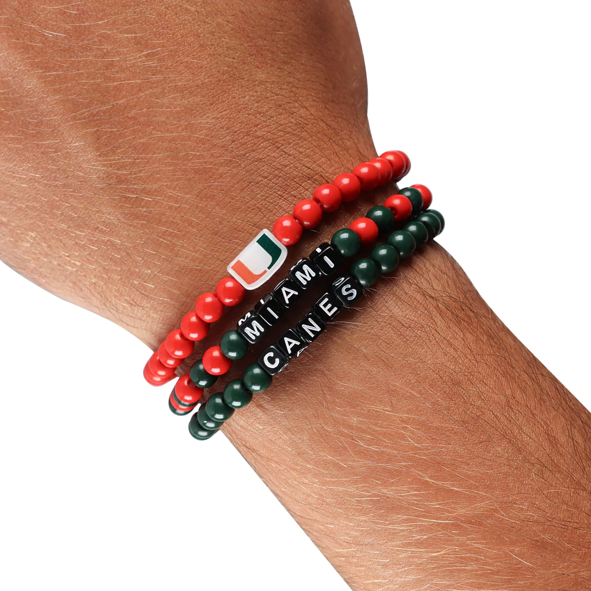 Miami Hurricanes NCAA 3 Pack Beaded Friendship Bracelet - Image 4