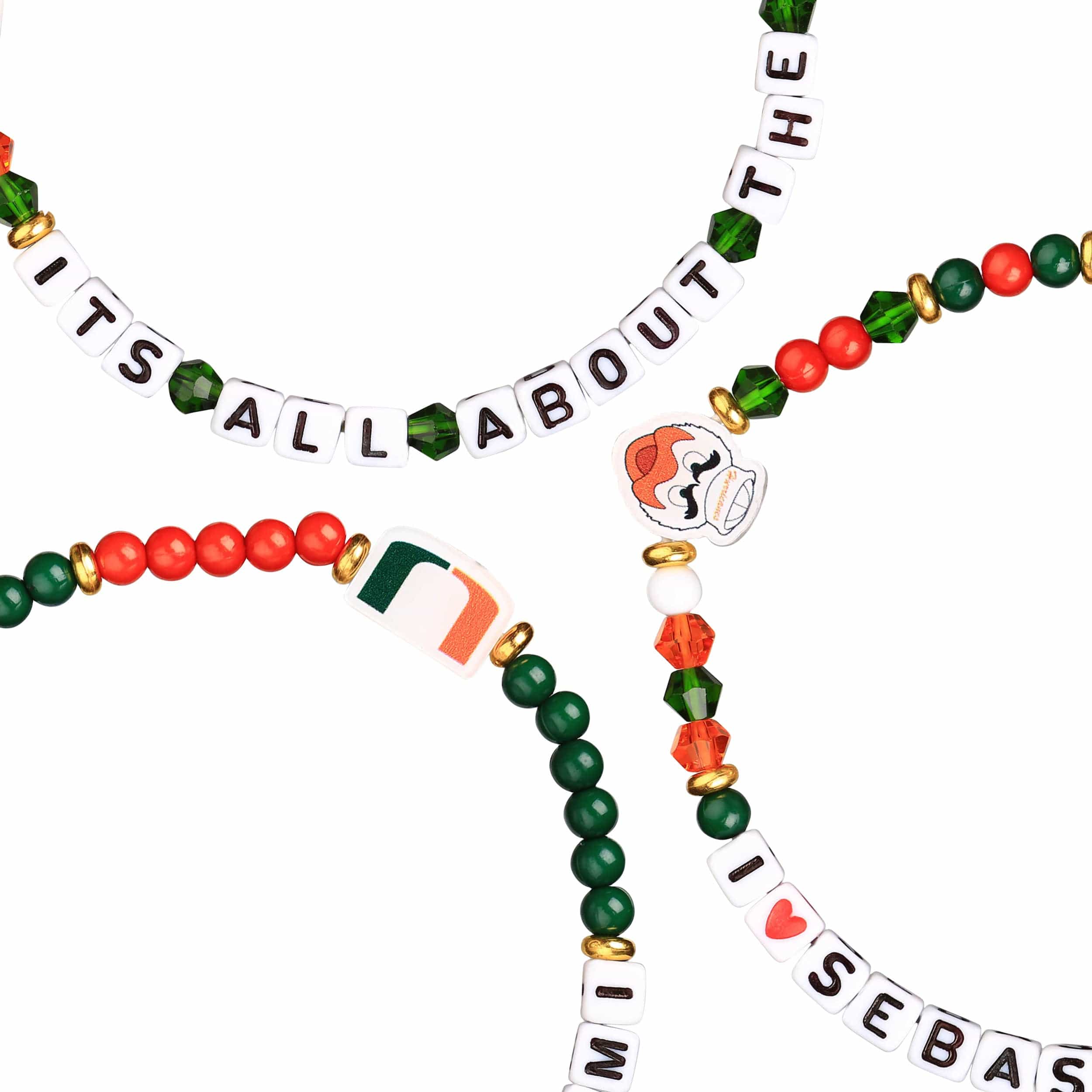 Miami Hurricanes NCAA 3 Pack Friendship Bracelet - Image 2