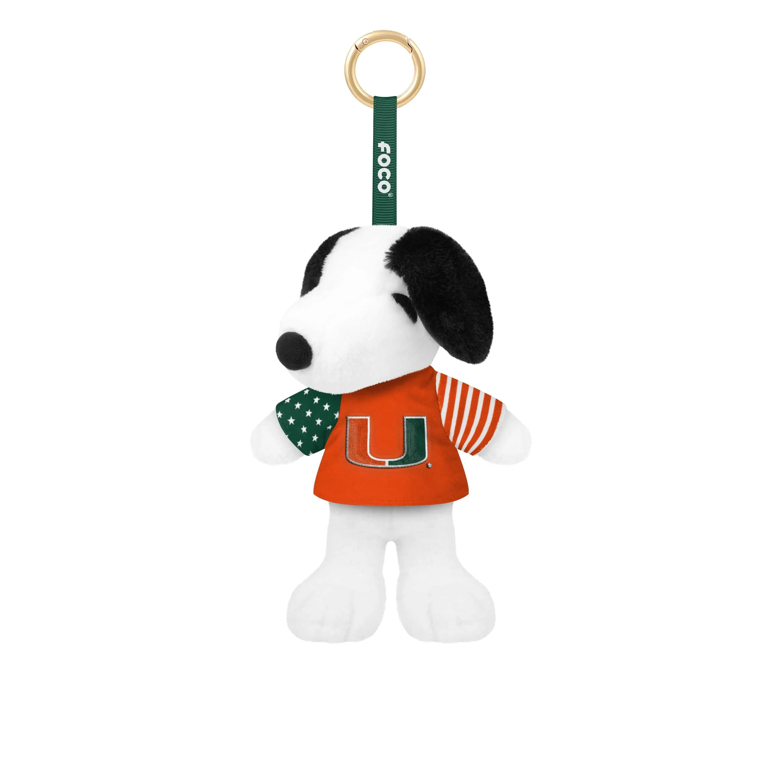Miami Hurricanes NCAA Americana Plush Snoopy Peanuts Bag Charm Keychain