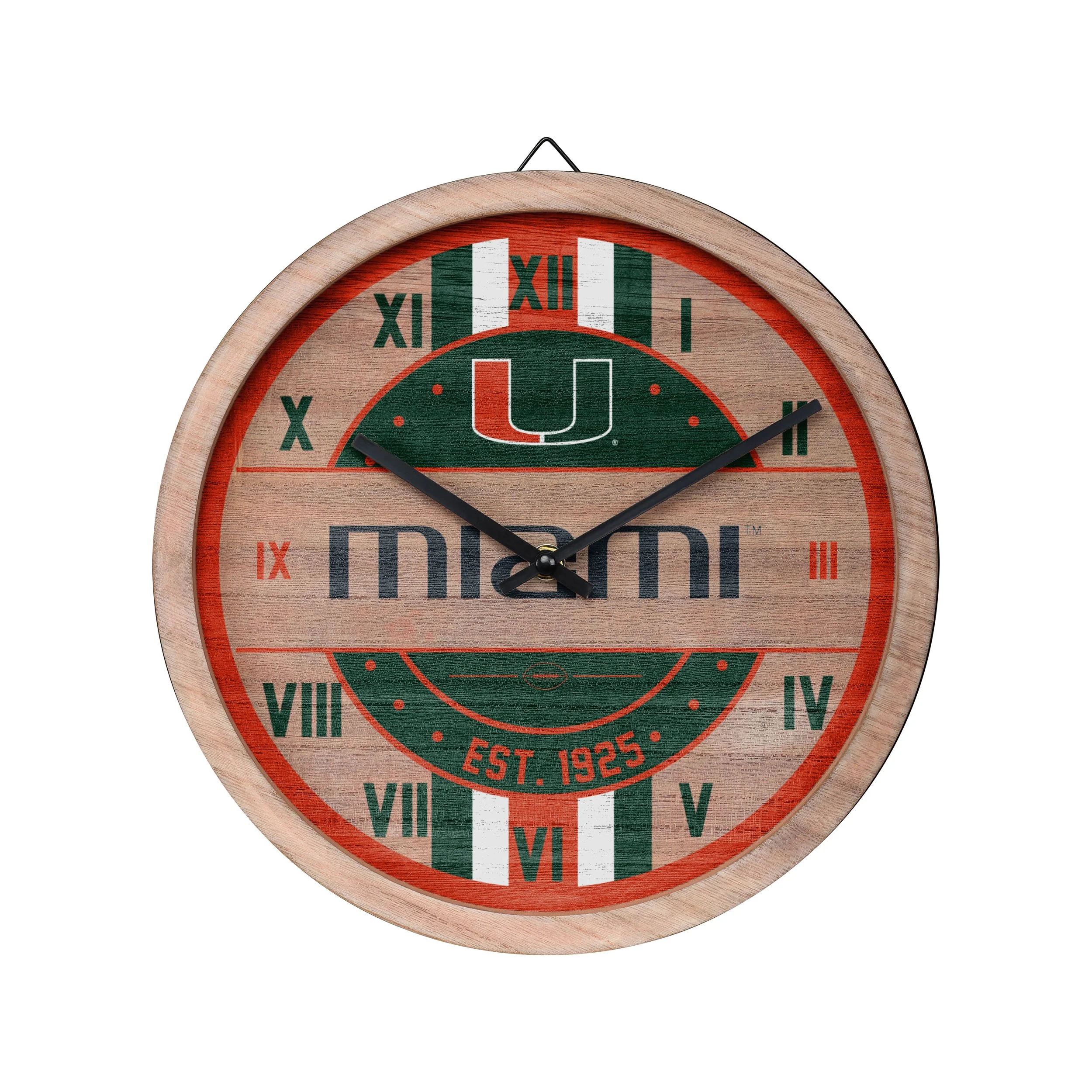 Miami Hurricanes NCAA Barrel Wall Clock