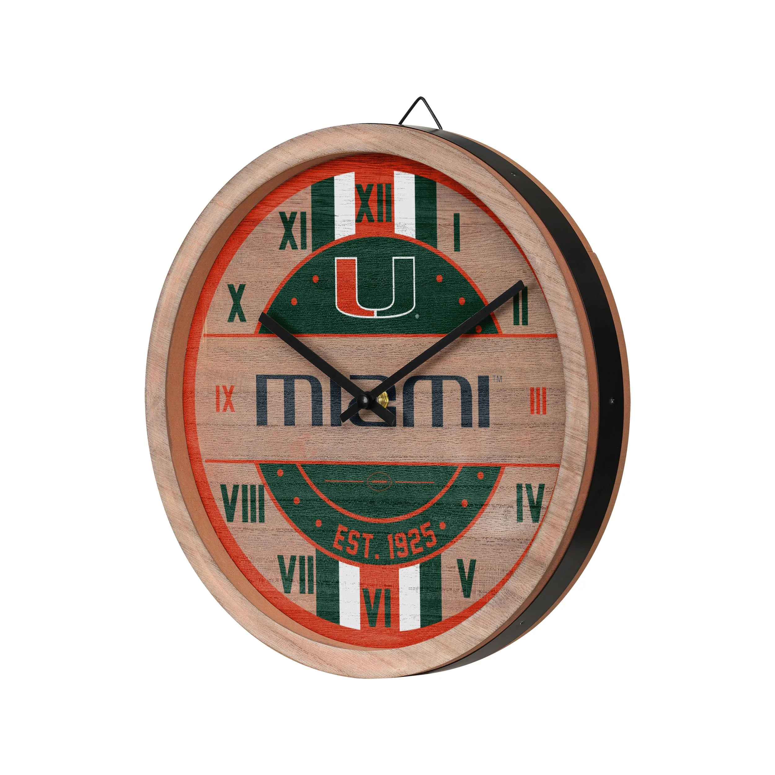 Miami Hurricanes NCAA Barrel Wall Clock - Image 2