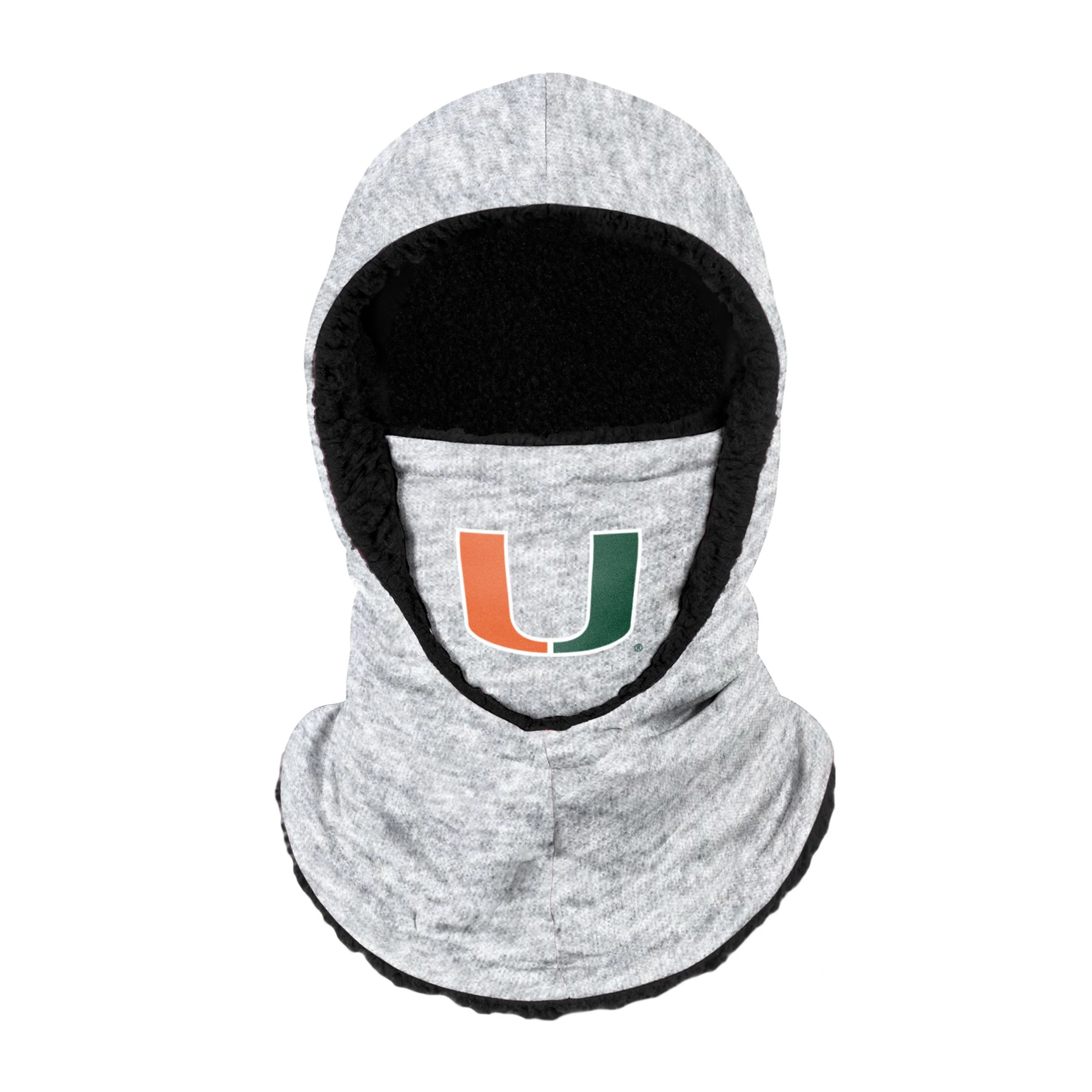 Miami Hurricanes NCAA Heather Grey Big Logo Hooded Gaiter
