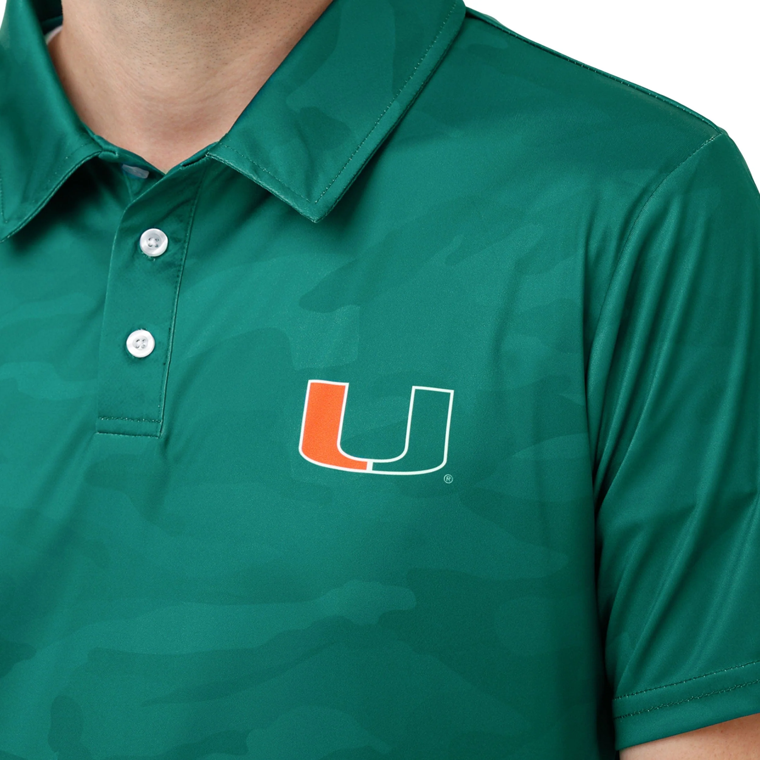 Miami Hurricanes NCAA Mens Color Camo Polyester Polo - Image 4