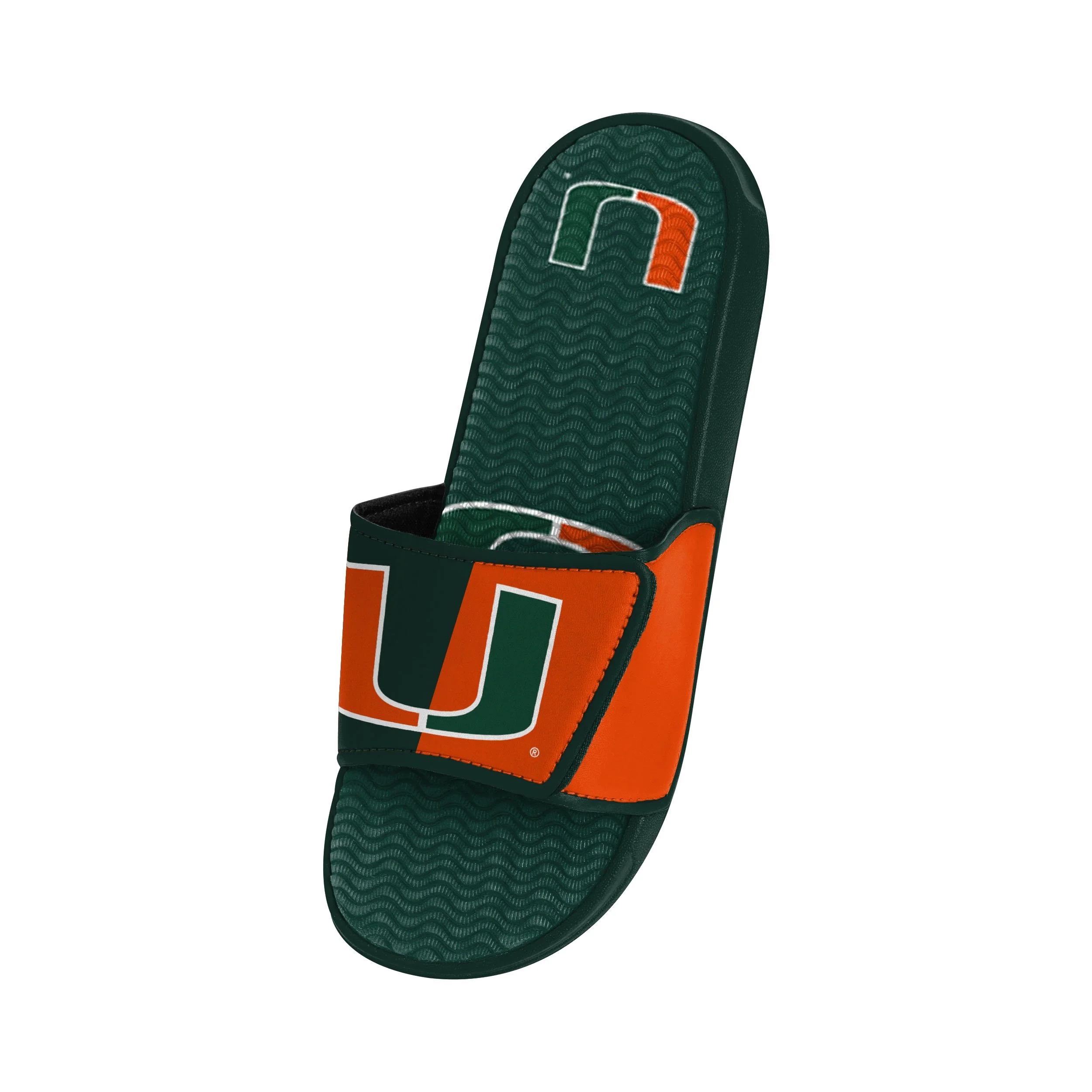 Miami Hurricanes NCAA Mens Colorblock Big Logo Gel Slide - Image 3